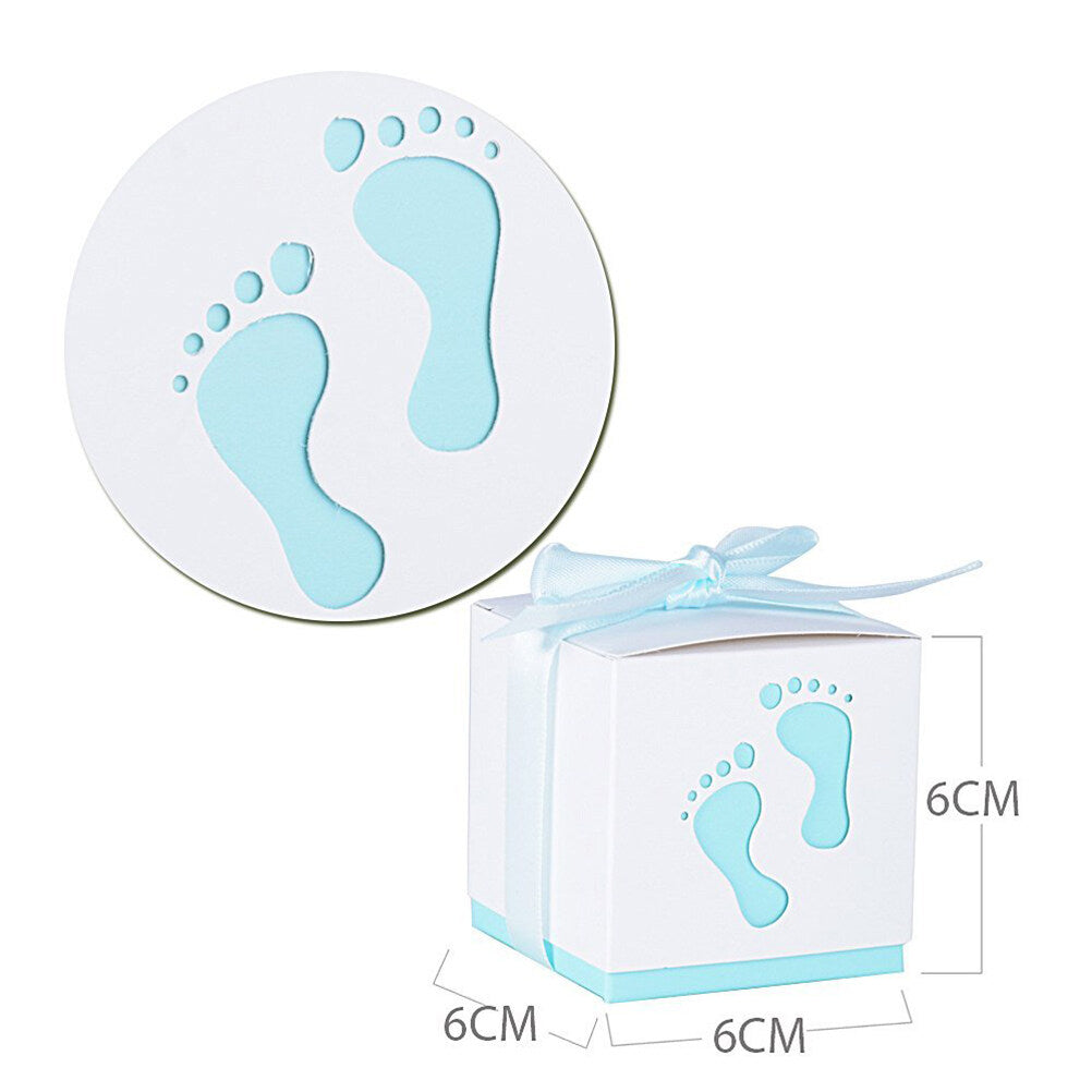 MLINS 100 Pcs Hollowed Candy Box Wedding Favor Boxes Chocolate Candy Wrappers Party Favors for Bridal Shower Wedding Party Birthday(Sky-blue with Ribbon)
