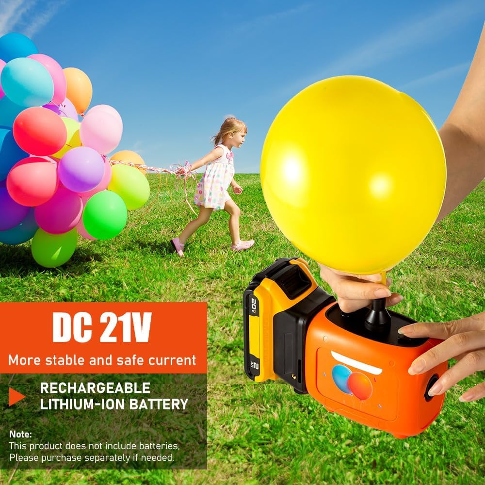 Cordless Balloon Pump Electric Compatible with Dewalt Battery for All Balloons, 5 in 1 Inflator/Deflator for Air Beds, Yoga Balls & Party Decor