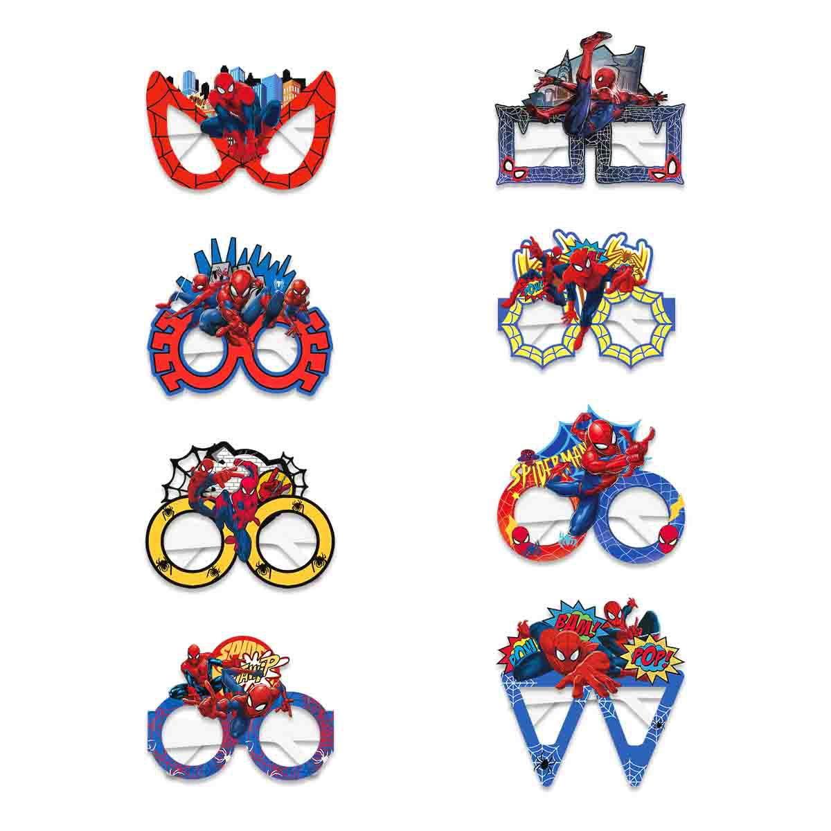 16PCS Spiderman Themed Party Glasses Supplies Decoration, Fun Kids Party Favors,Dress Up Masks Photo Booth Prop,Cartoon Character Cosplay Decor