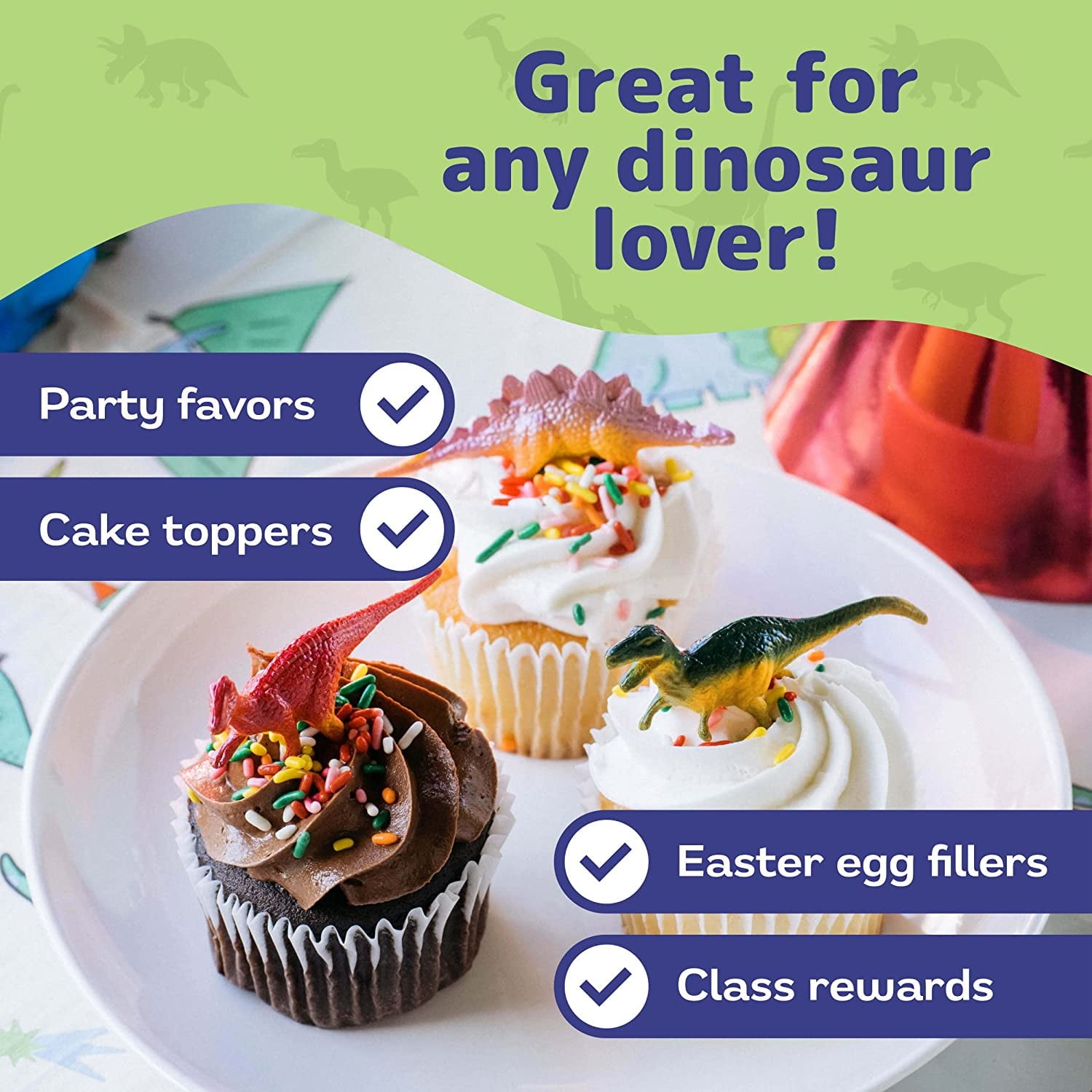 Prextex Mini Dinosaur Figure Toys Box (72 Count) | Best for Dinosaur Party Favors Cake Toppers Easter Eggs Filler | Plastic Dinosaurs, Dinosaur Cupcake Toppers, Small Dinosaur Toys, Cupcake Toppers