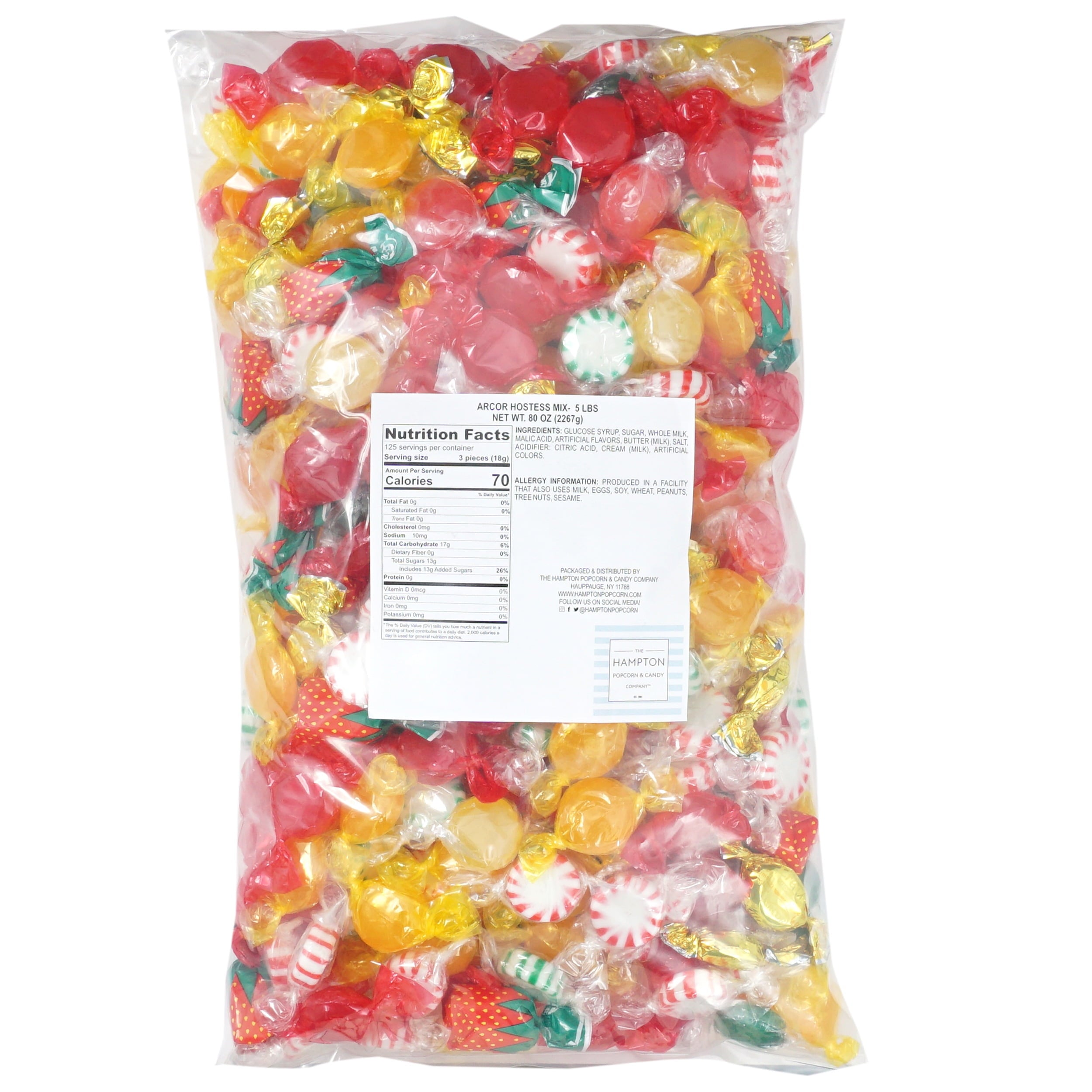 Arcor Hostess Mix, 5 Pound Bulk Candy (Approx. 375 pcs.), Arcor Candy, Old Fashioned Hard Candy Assortment, Butterscotch, Strawberry Candy, Cinnamon Discs, Peppermints