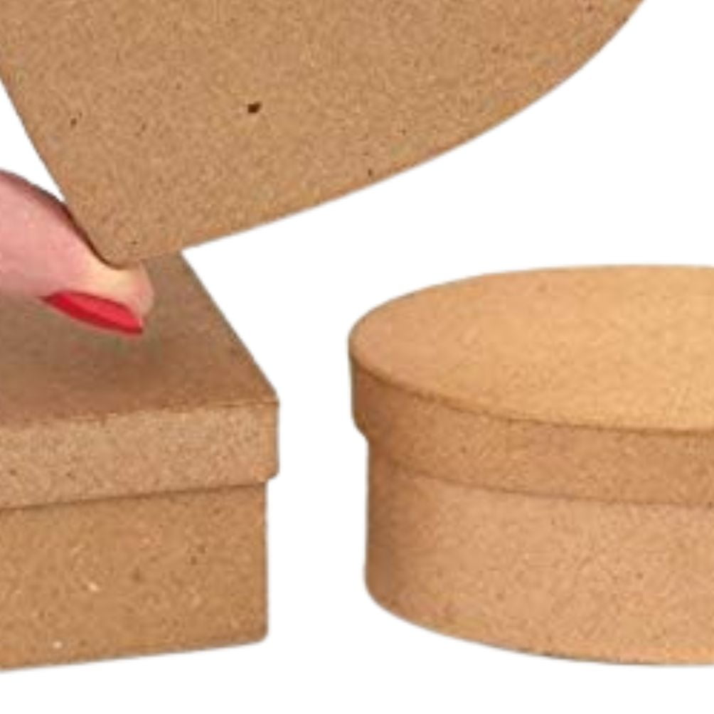 24pc Kraft Rectangle/Heart/Oval Paper Mache Boxes - for Craft Projects - Factory Direct Craft
