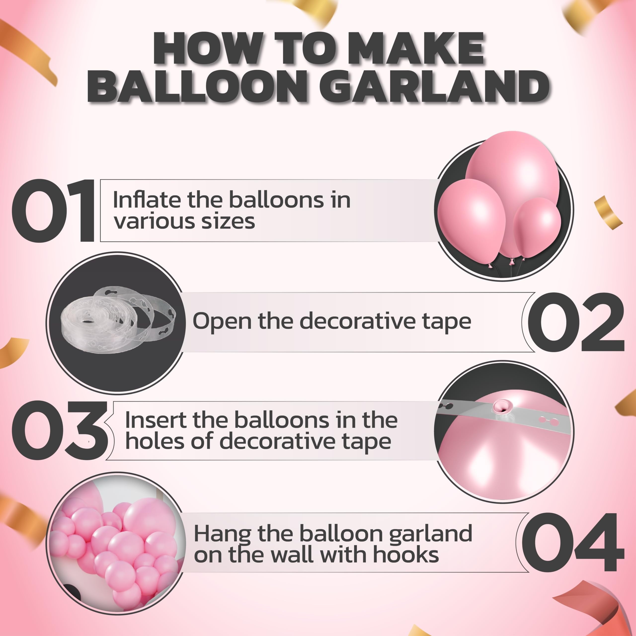 172 Pcs Light Pink Balloons Garland AFN1Arch Kit in Various Sizes 18, 10, 5 Inches with Air Pump, Baby Pink Balloons for Bridal Shower, Baby Shower, Wedding and Birthday Party Decoration
