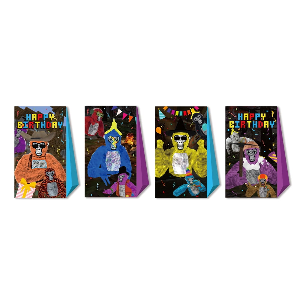 24PCS Cartoon Style Gift Bags ,Candy Bags,Birthday Party Decor for Gorilla Tag Theme.