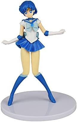 Sailor Moon Figures, Aino Minako, Mizuno Ami, Mizuno Ami, Kino Makoto Figurine Toys 16cm/6.3inch Doll Cake Topper Cosplay PVC Action Figure Statues Model Toys (Sailor Mercury)