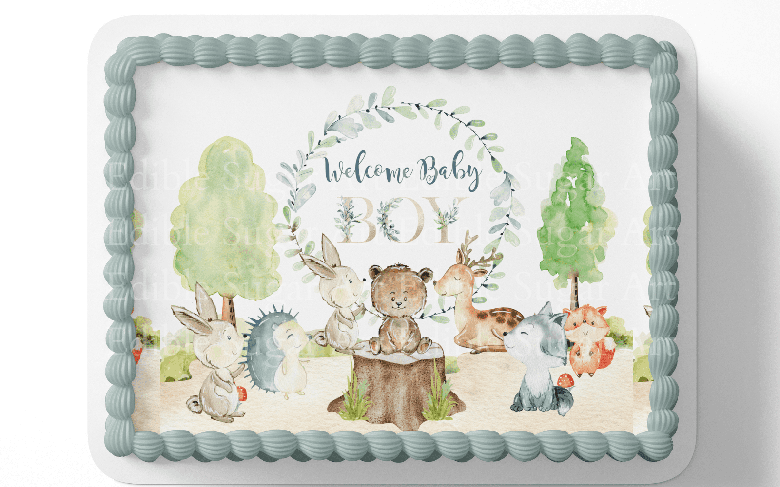 Woodland Baby Shower Cake Topper Edible Image Forest Friends Baby Shower Woodland Party Decorations