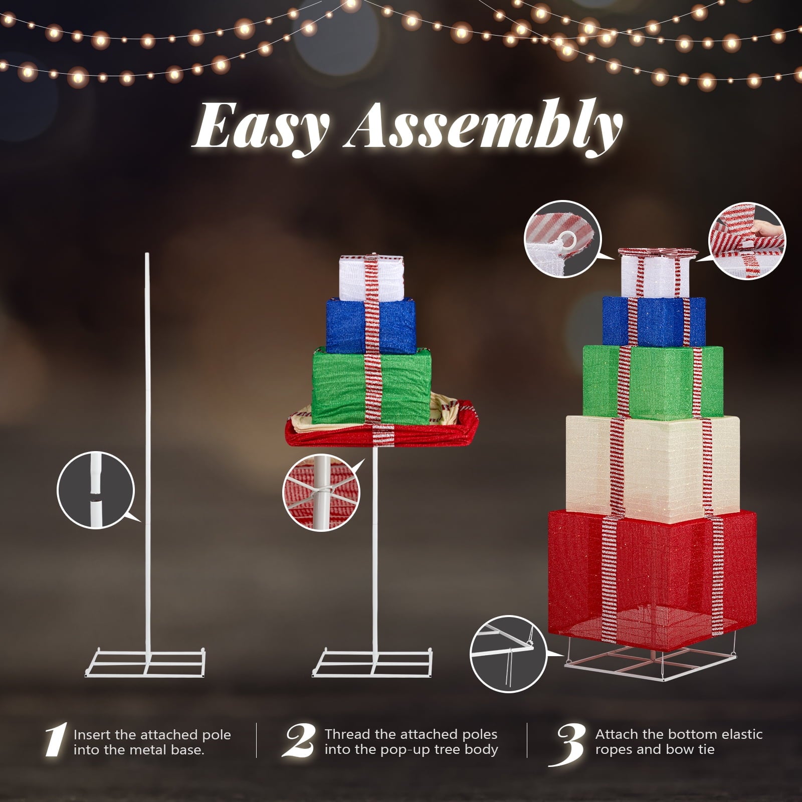 Ktaxon 6FT Lighted Gift Boxes for Christmas Holiday Decor,Outdoor Indoor Christmas Decor,Multi-colored