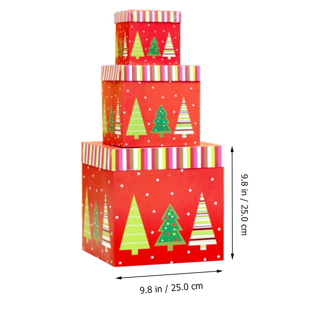 BERTDOMD 3 Sets 3pcs Xmas Sqaure Gift Packing Bag Gift Box Candy Box Gift Wrapping Case