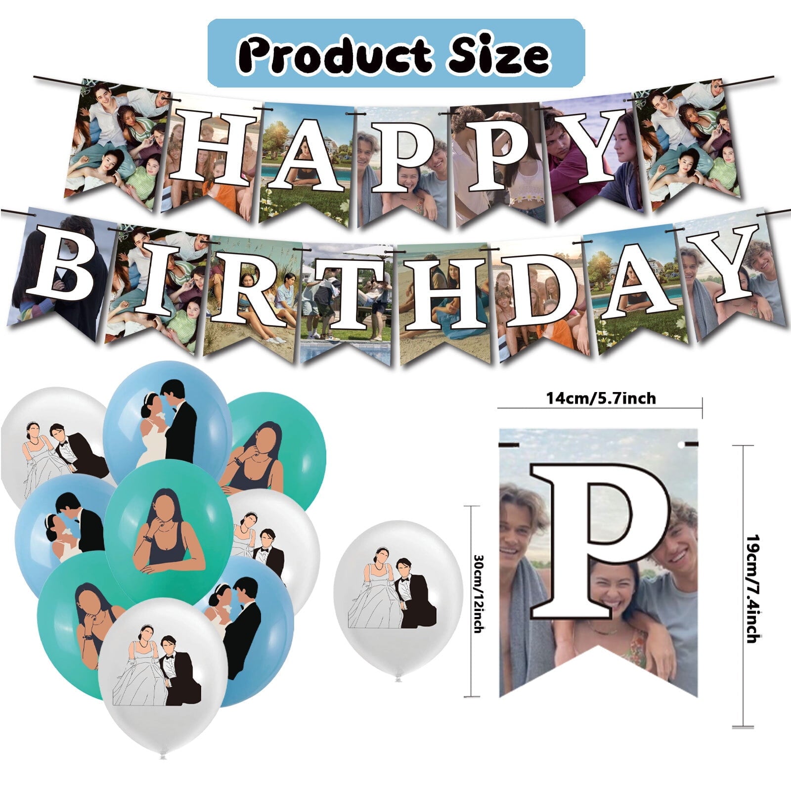 32 Pcs For The Summer I Turned Pretty Theme Birthday Party Decorations,With 1 Happy Birthday Banner Garland,13 Cupcake Toppers,18 Balloons for Party Decorations