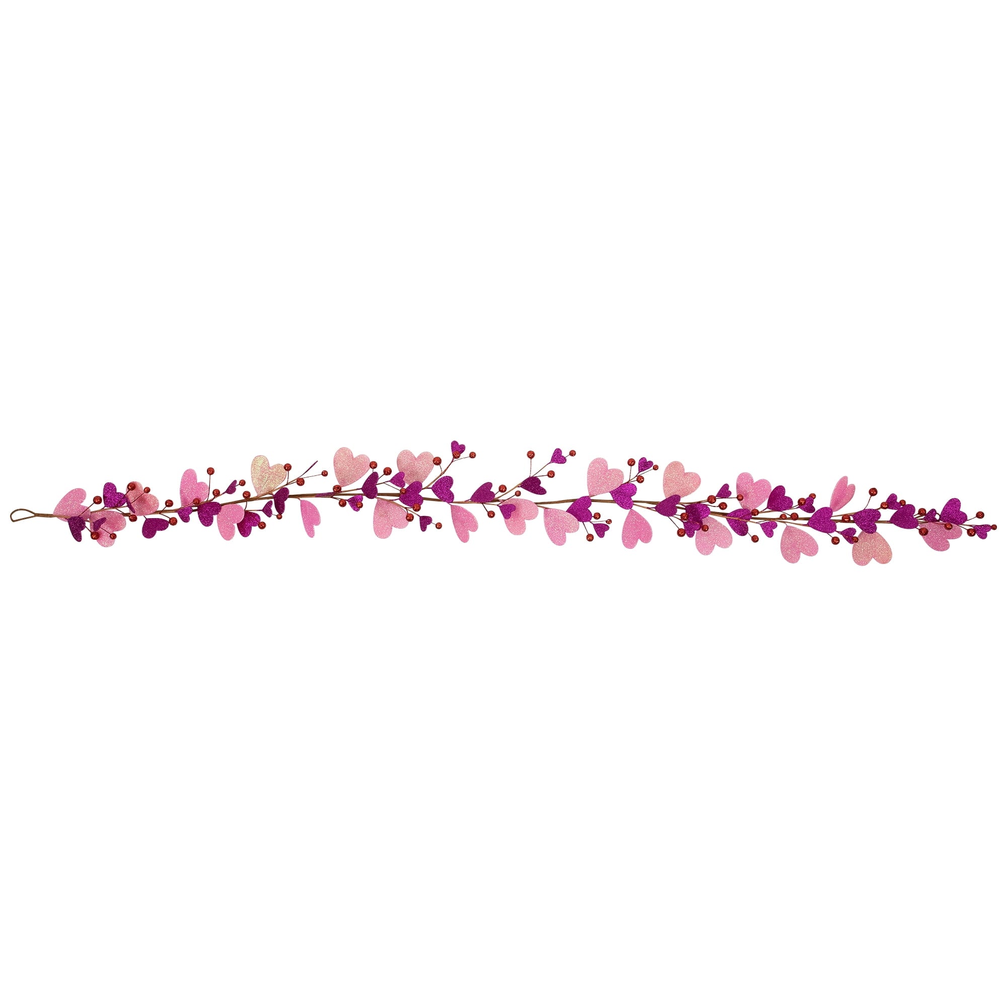 6' Glittered Hearts and Berries Garland