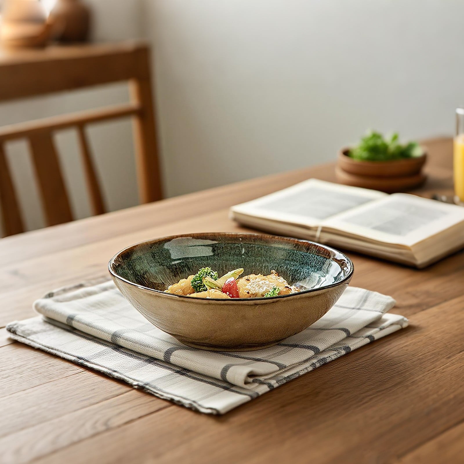 CHIKANSTORE Ceramic Bowls, Hand-designed Kitchen Table Decorative Plates,8X2.5inch