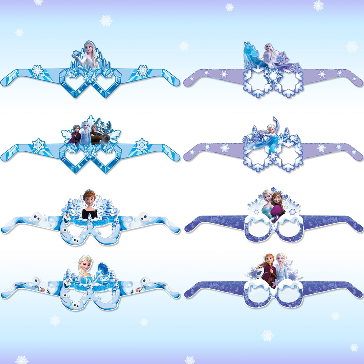 16Pcs Frozen Themed Glasses, Party Supplies Photo Booth Prop Cartoon Character Cosplay Birthday Gift for Kids.