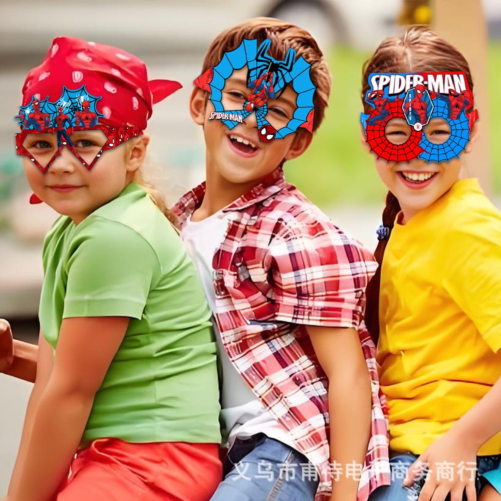 16pcs Spider-Man Paper Eyeglasses Party Favors Supplies Birthday Party Decorations Gifts Photo Booth Props for Kids Boys