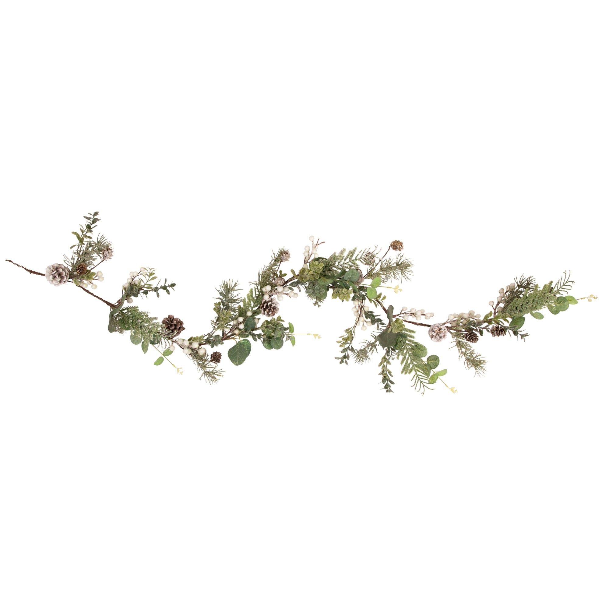 5' White Berry Eucalyptus and Pinecone Christmas Garland - Unlit