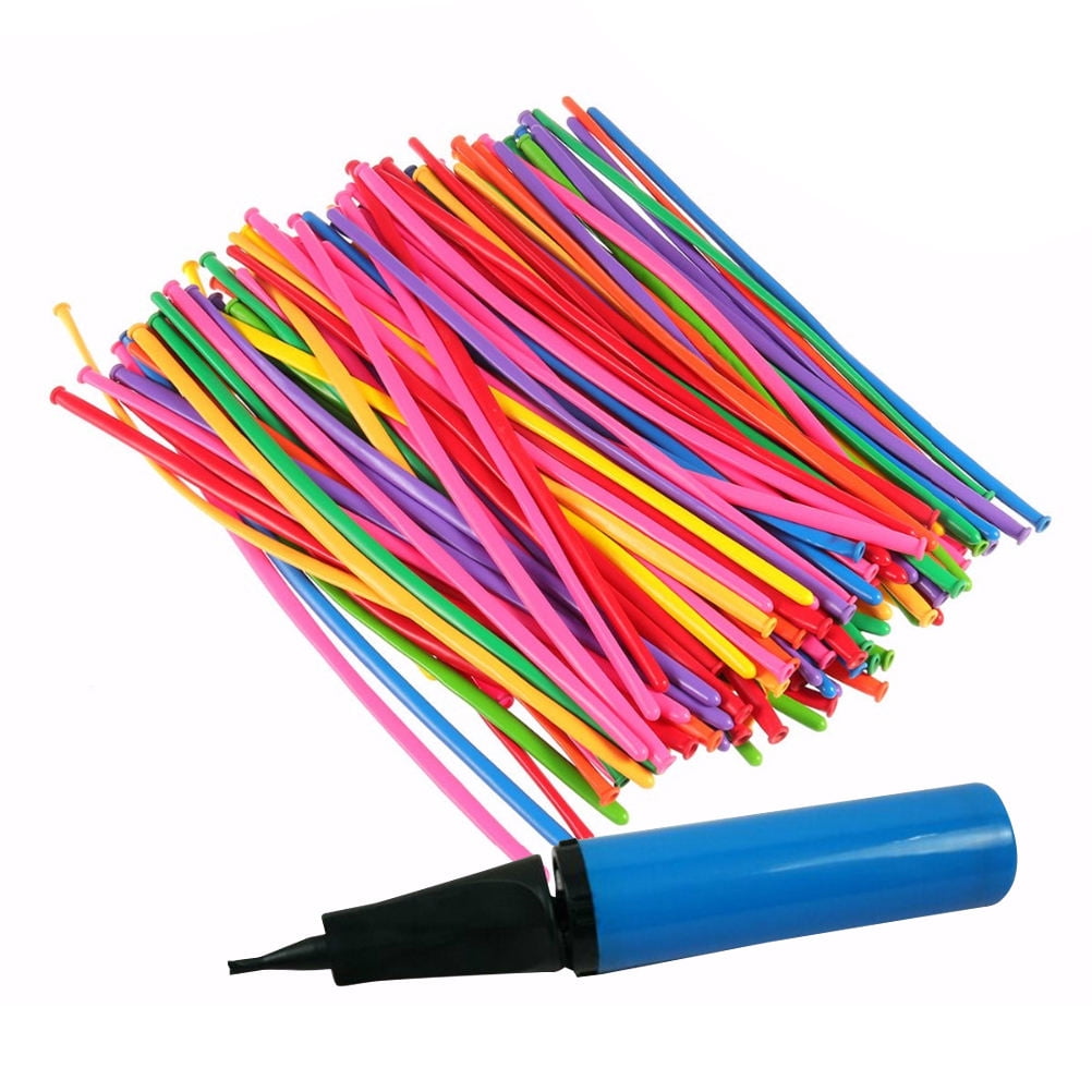 Worgeous 402 Pcs  1.5G Long Balloons Twisting Latex Balloons Assorted Color Long Balloons with Hand Pump (Random Color)