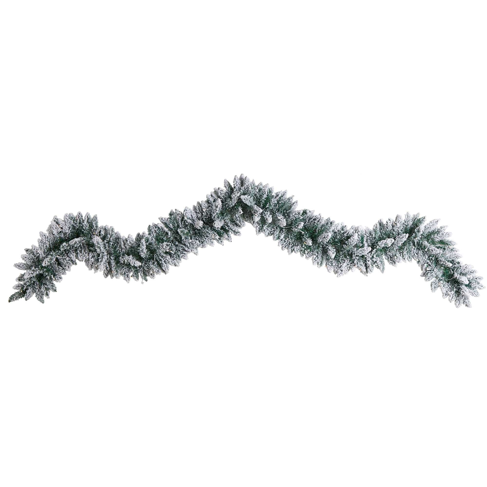 Nearly Natural Christmas Flocked White Prelit LED Battery Operated Garland, 108" (White)