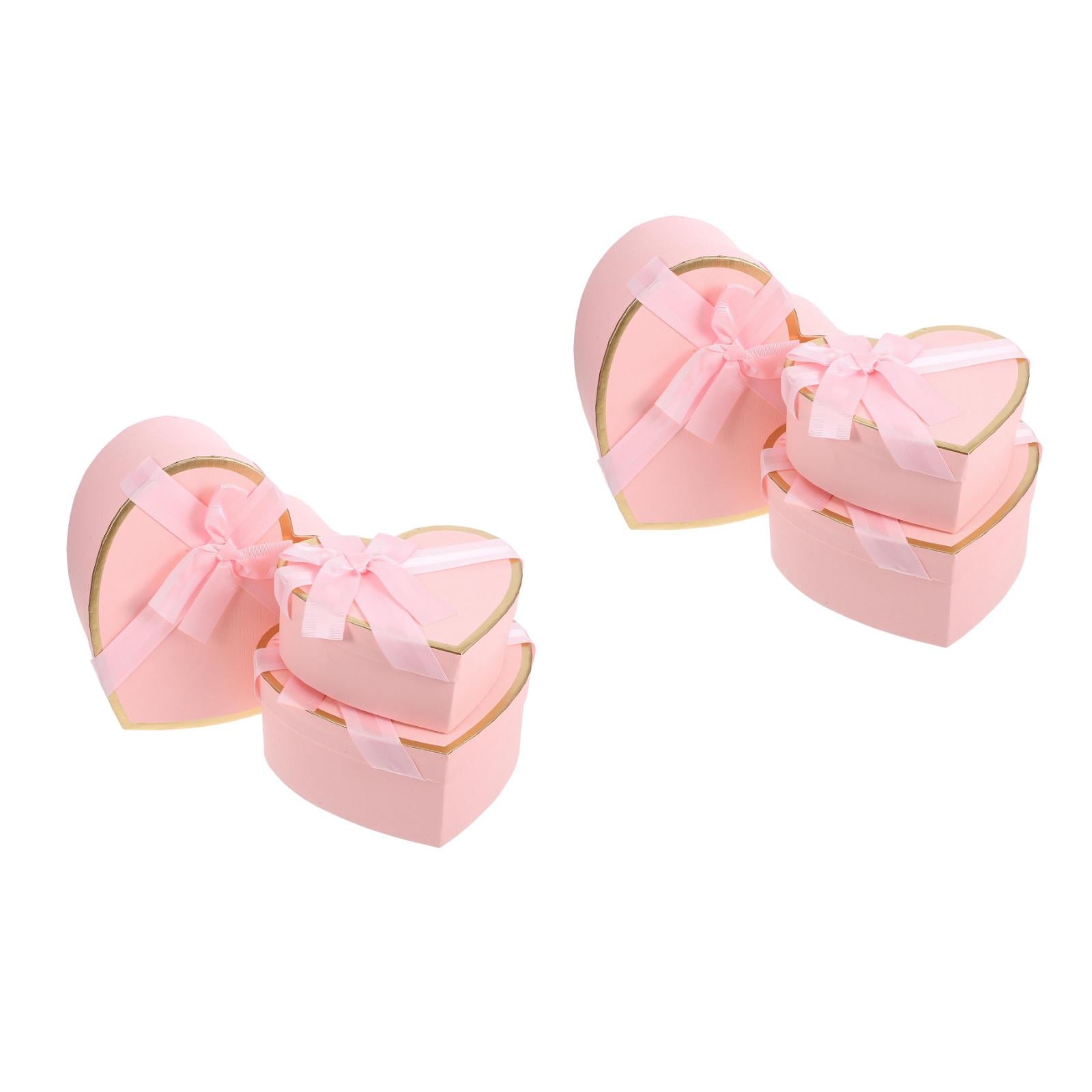 Raindrops 2 Sets  Valentines Day Heart Shaped Boxes Valentines Nesting Cardboard Cookie Box Flower Box Wraps Boxes For Wedding Birthday Present Wrapping Packaging Pink