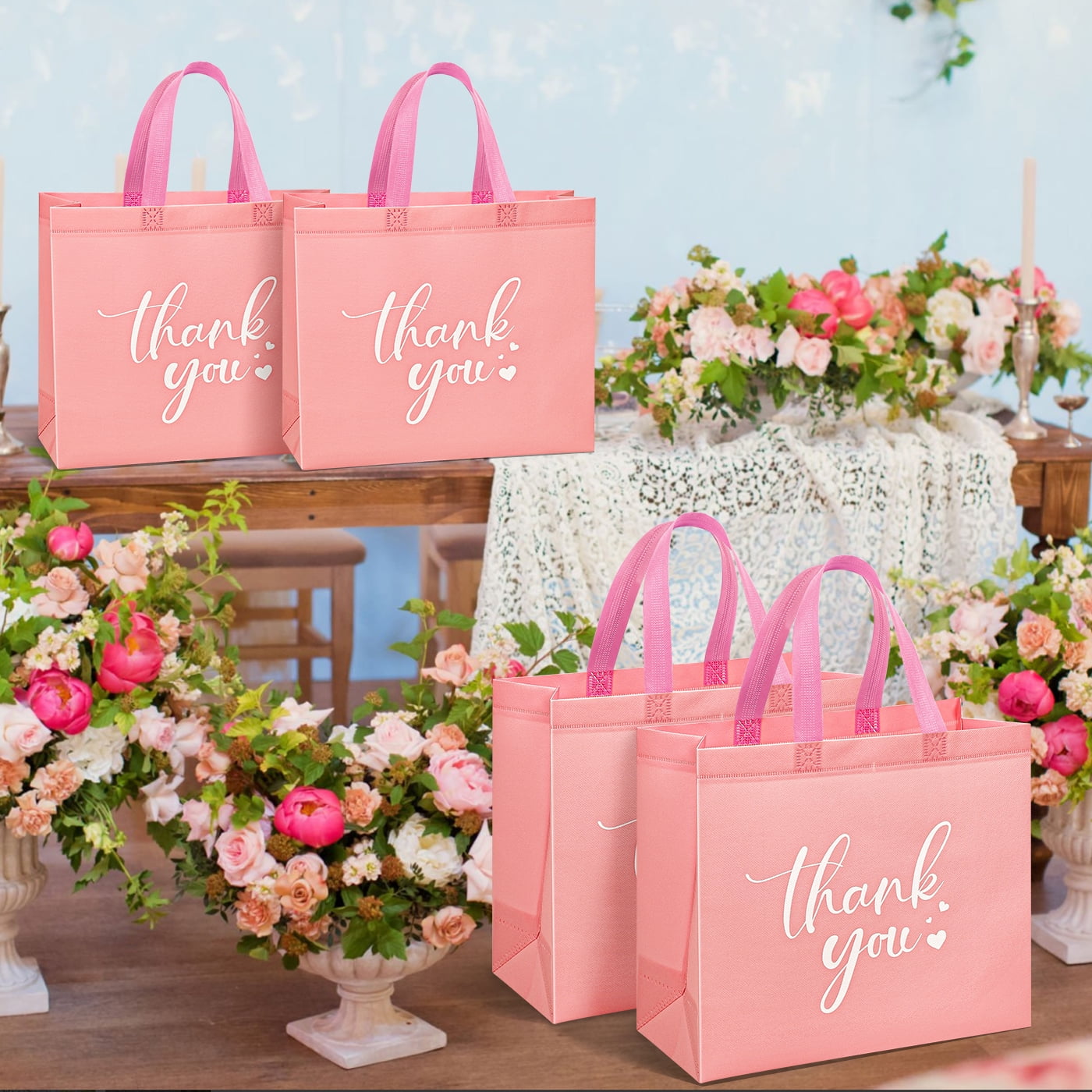 30Pcs Thank You Gift Bags, Large Reusable Gift Bags,Thank You Bags with Handles for Business, Shopping, Wedding, Baby Shower, Graduations, Party Favors (12.4x11x4.7Inch)