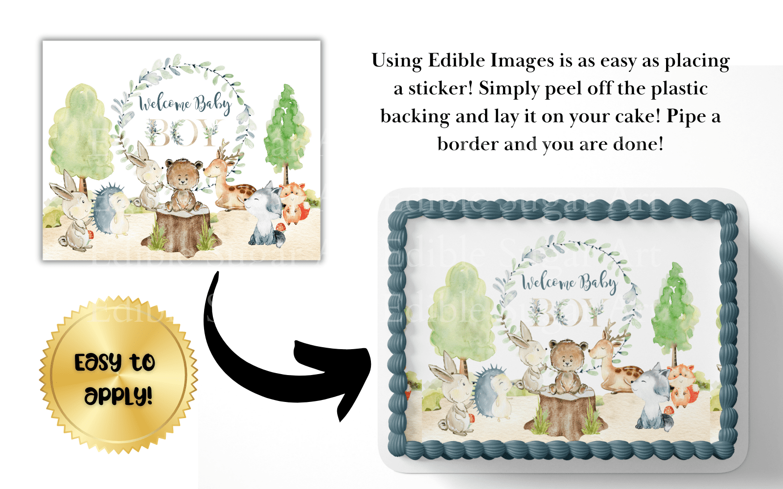 Woodland Baby Shower Cake Topper Edible Image Forest Friends Baby Shower Woodland Party Decorations