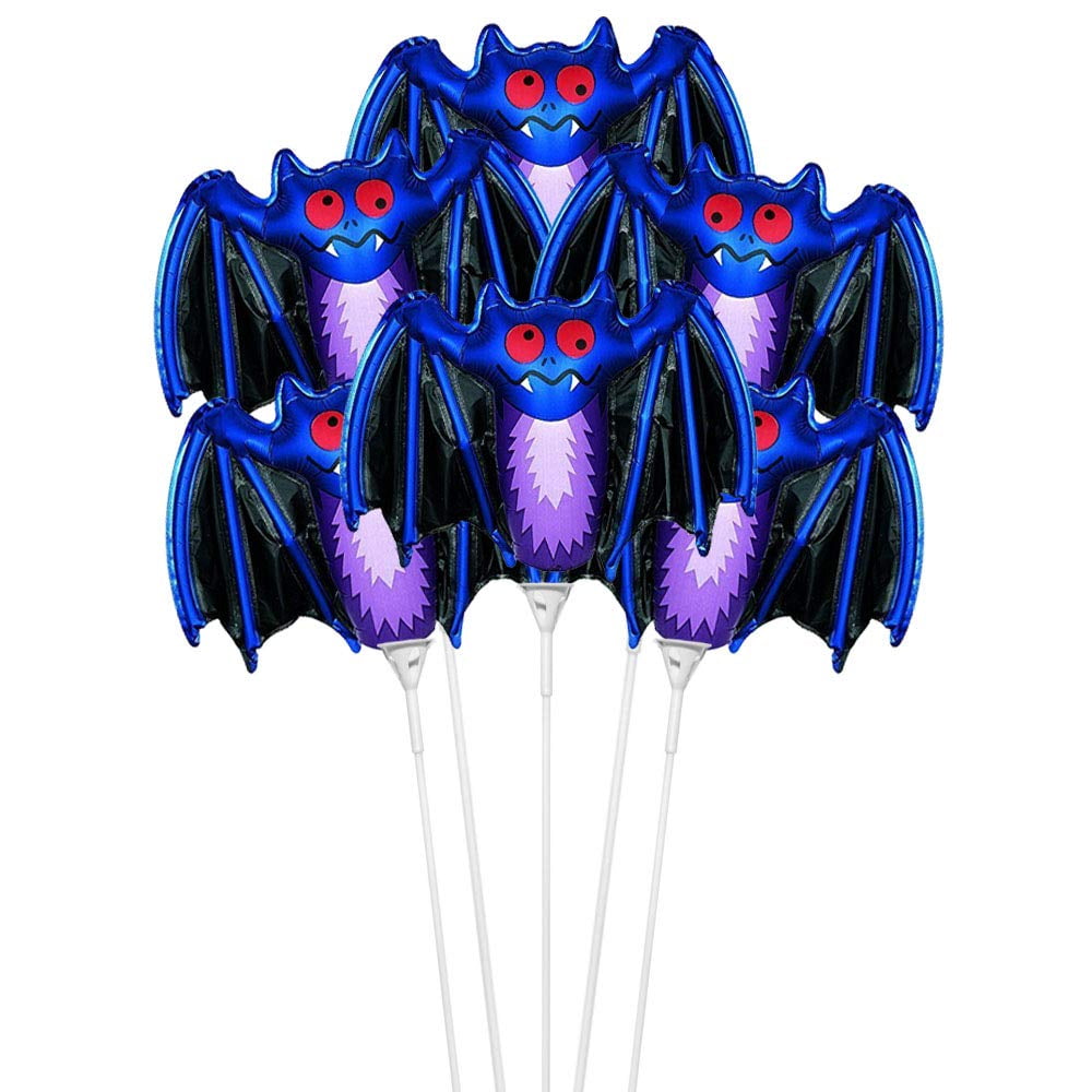 PMU Halloween Balloons Bat 11 Inch Pre-Inflated with Stick Pkg/12