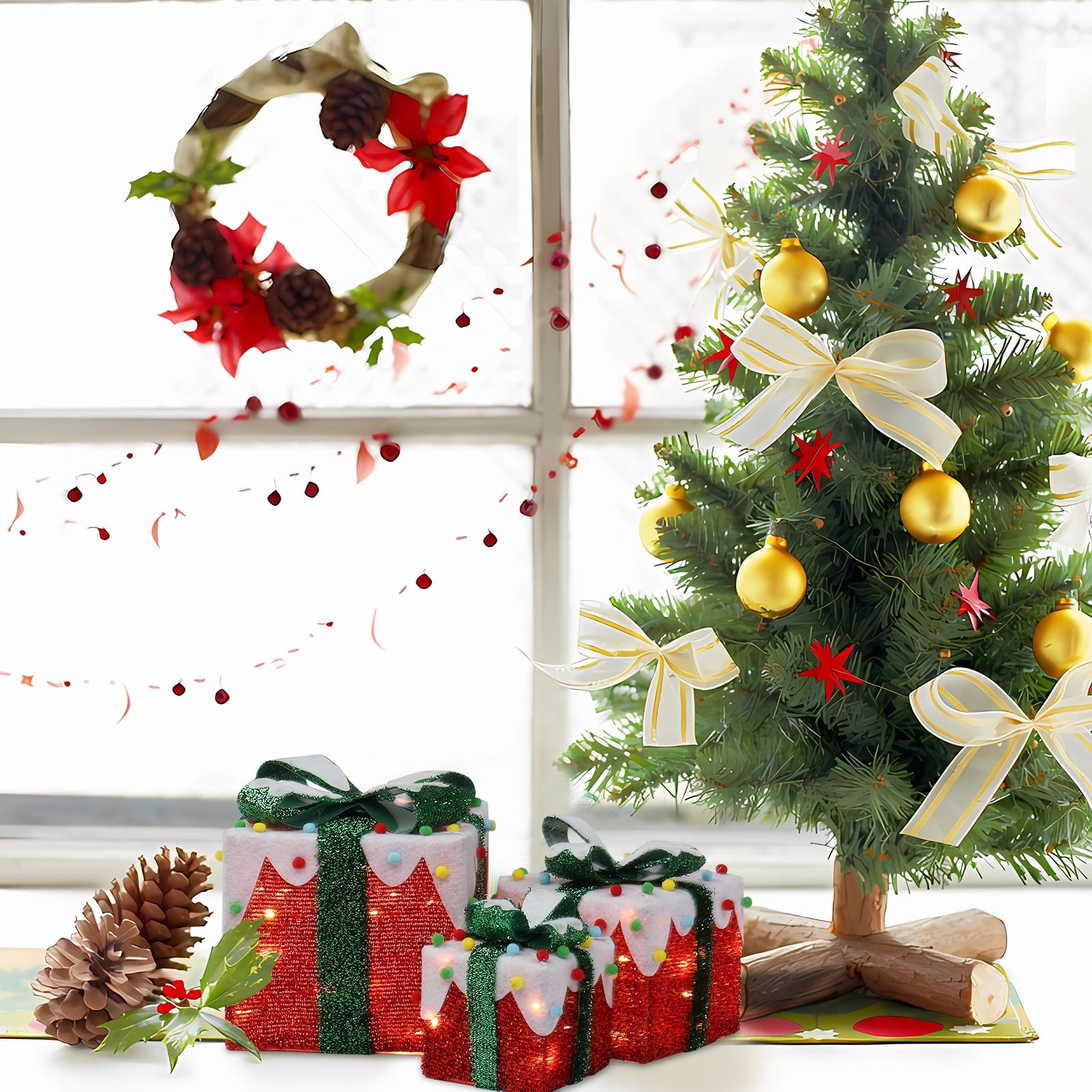 iTopRoad Christmas Decorations 3pcs Lighted Gift Boxes Light Up Gift Boxes for Holiday;Thanksgiving;Yard;Home Outdoor Indoor Decor