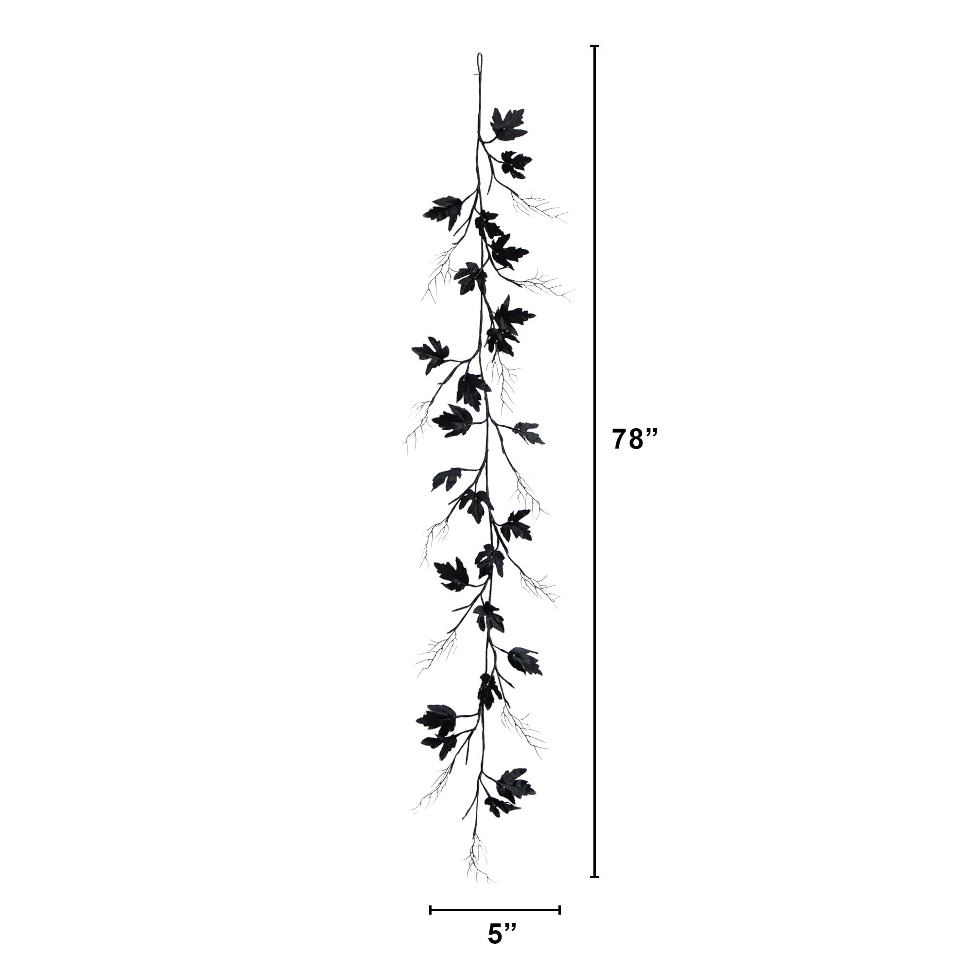 Nearly Natural 6.5ft. Pre-Lit Artificial Halloween Black Maple Garland with 48 Orange & Purple LED Lights