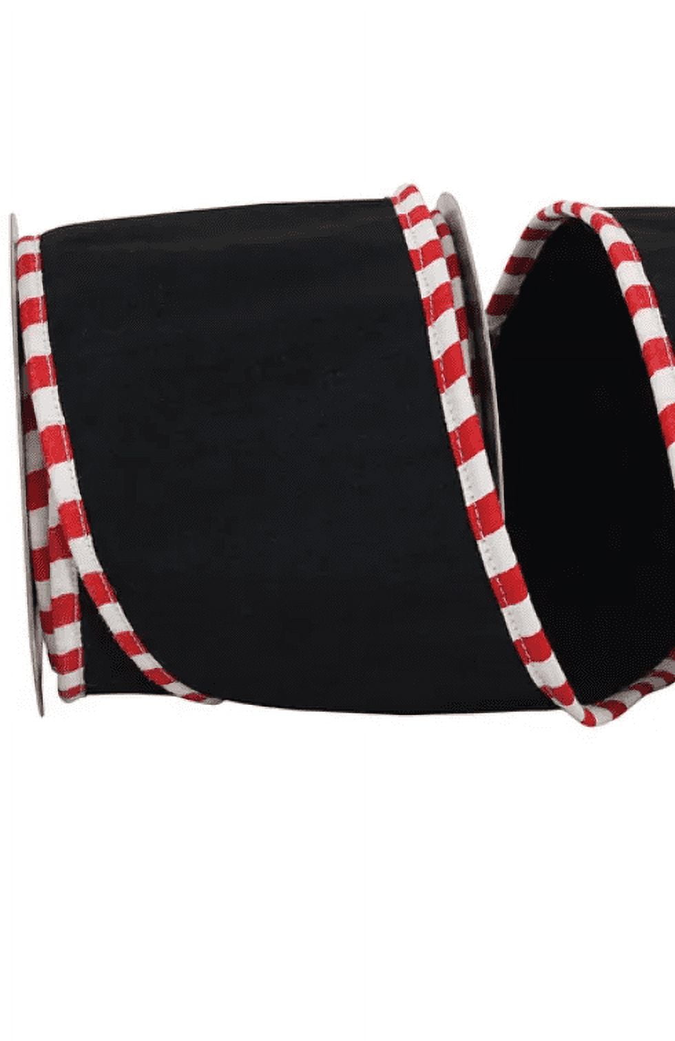 JAM Paper Christmas Black Polyester Design Ribbon, 180" x 4"