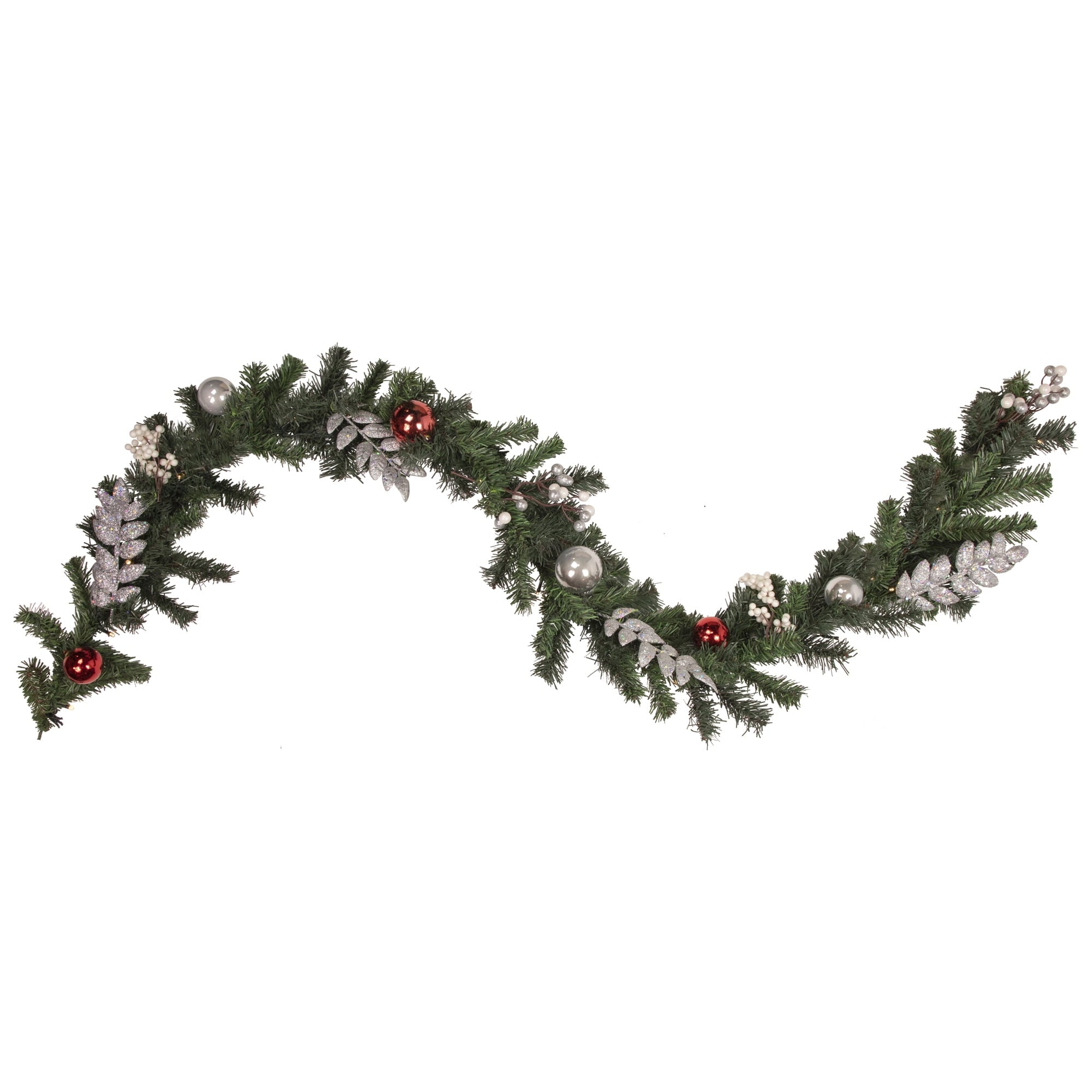 Northlight Pre-Lit LED Battery Operated Pre-Decorated Pine Christmas Garland - 6' x 10" - Warm White