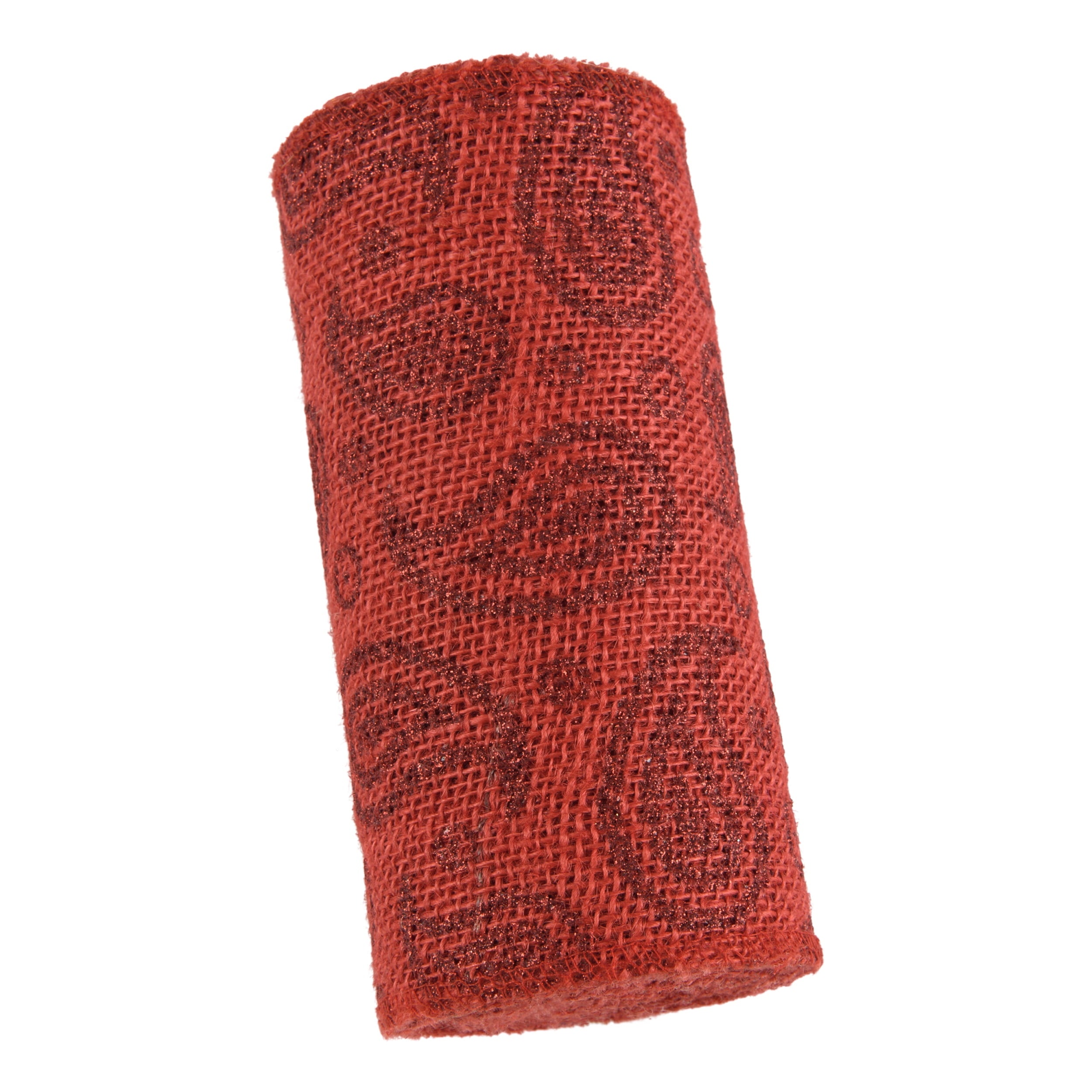 Love, Laugh, Craft Jute Burlap Precut Ribbon, 6"W x 5-Yards, 7-Pack, 740-24KIT, Red Paisley Glitter