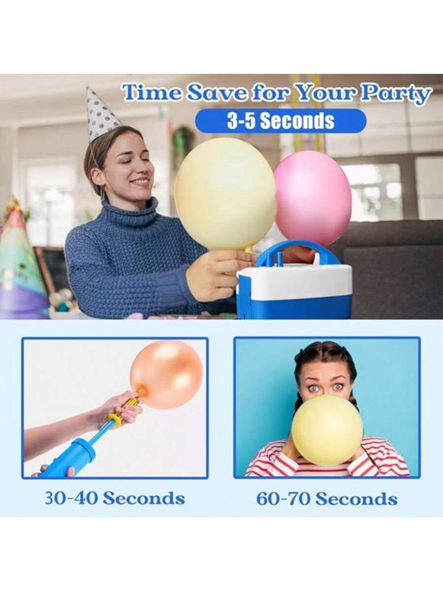 Easter Special Offer Electric Balloon Pump, Portable Automatic Dual Nozzle Inflator With Strapping Tool Suitable For Birthday Balloon Party Decoration BBalloon Machine Double Hole Inflation Pump