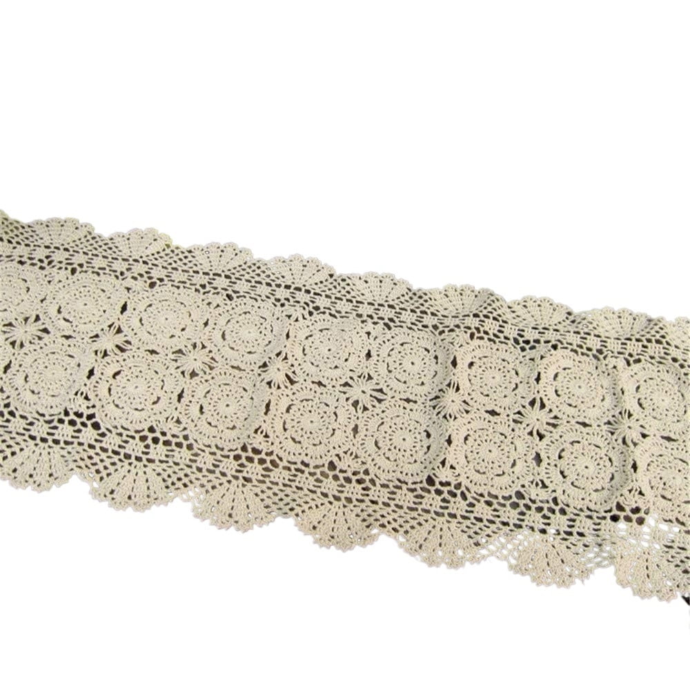 Crochet Lace Table Runner Rectangular Floral Home Dining Table Dresser Décor  Rustic Wedding Bridal Shower Tabletop Cover
