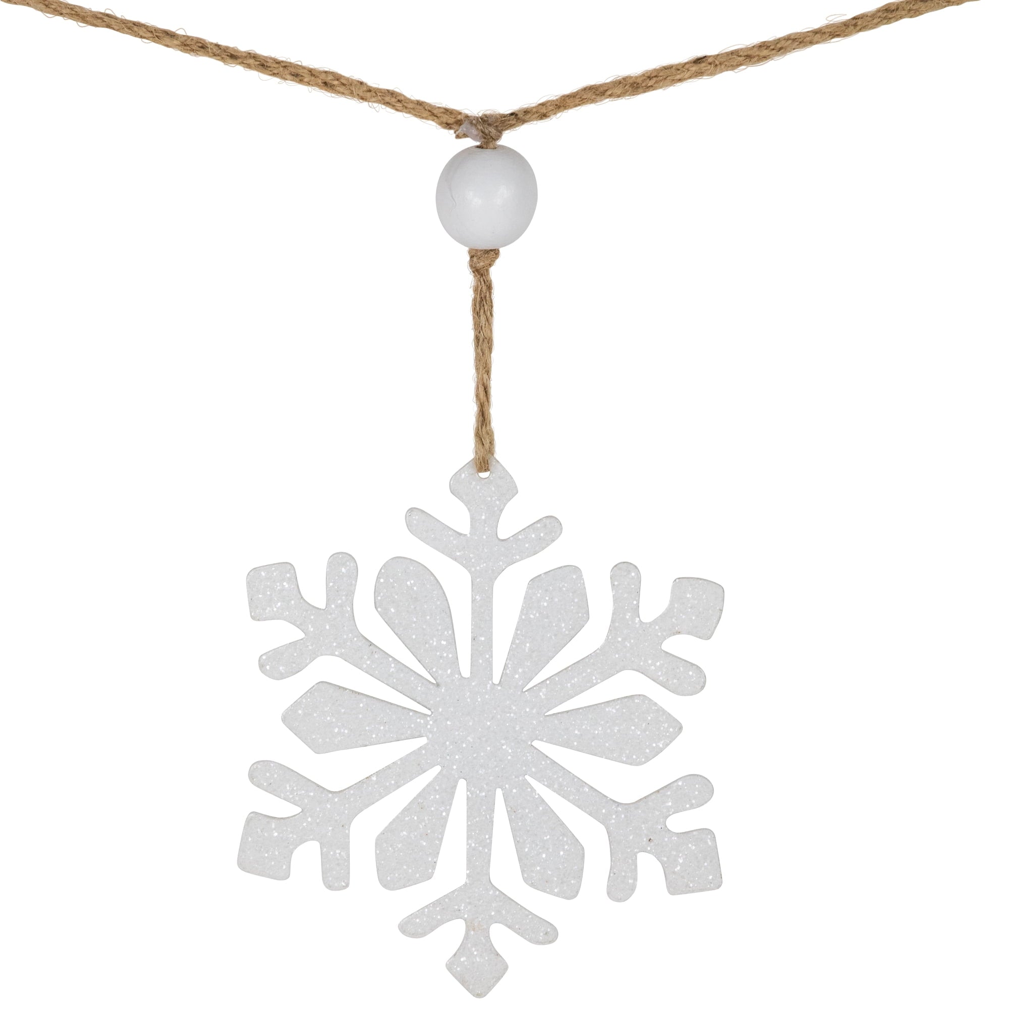 Northlight Snowflake and Frosted Mini Wreaths Christmas Garland with Wooden Beads - 4.75'