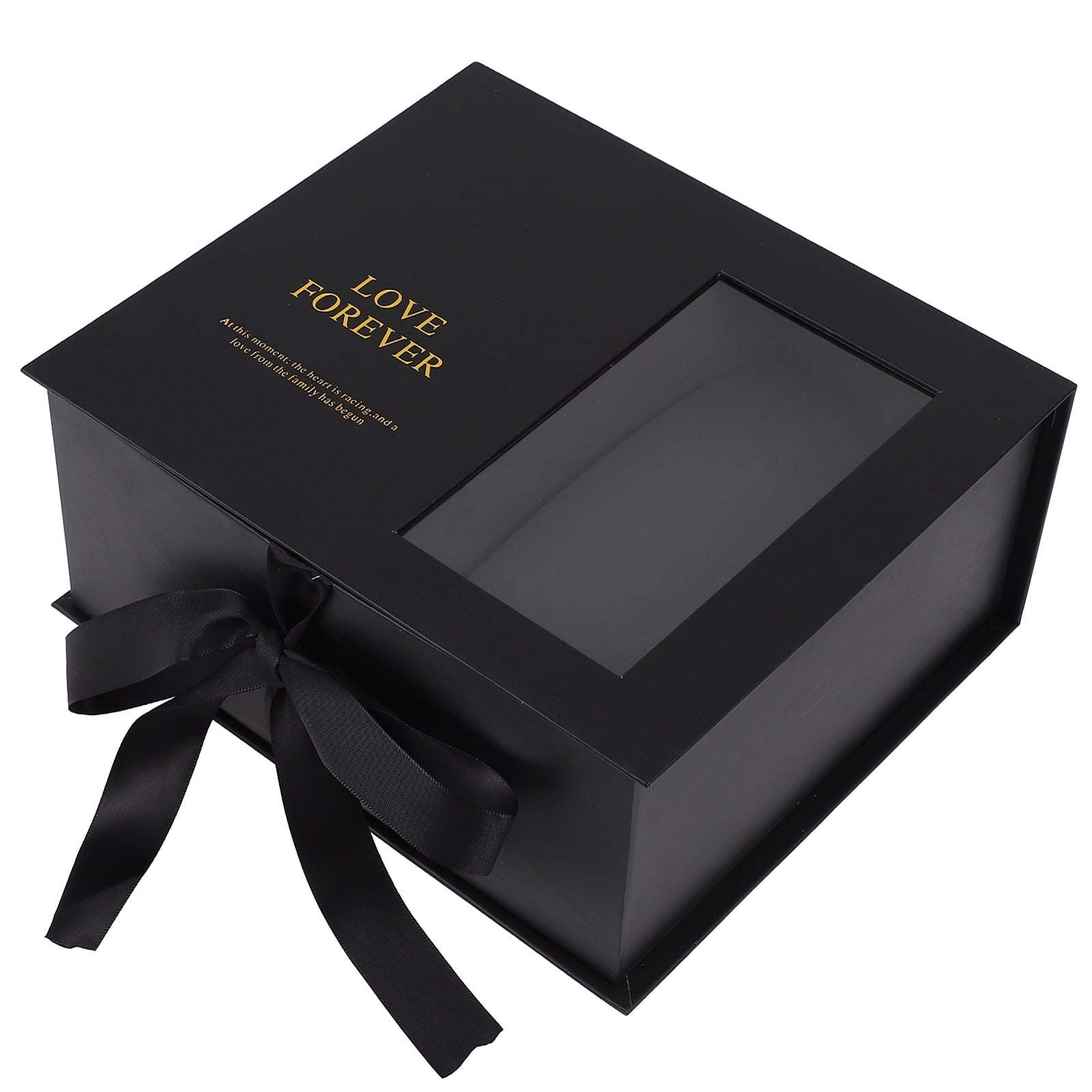 COSMOBETTY 1Pack Black Cardboard Flower Wrapping Box for Bouquet Portable Storage Case 9.8x8.5x4.1in