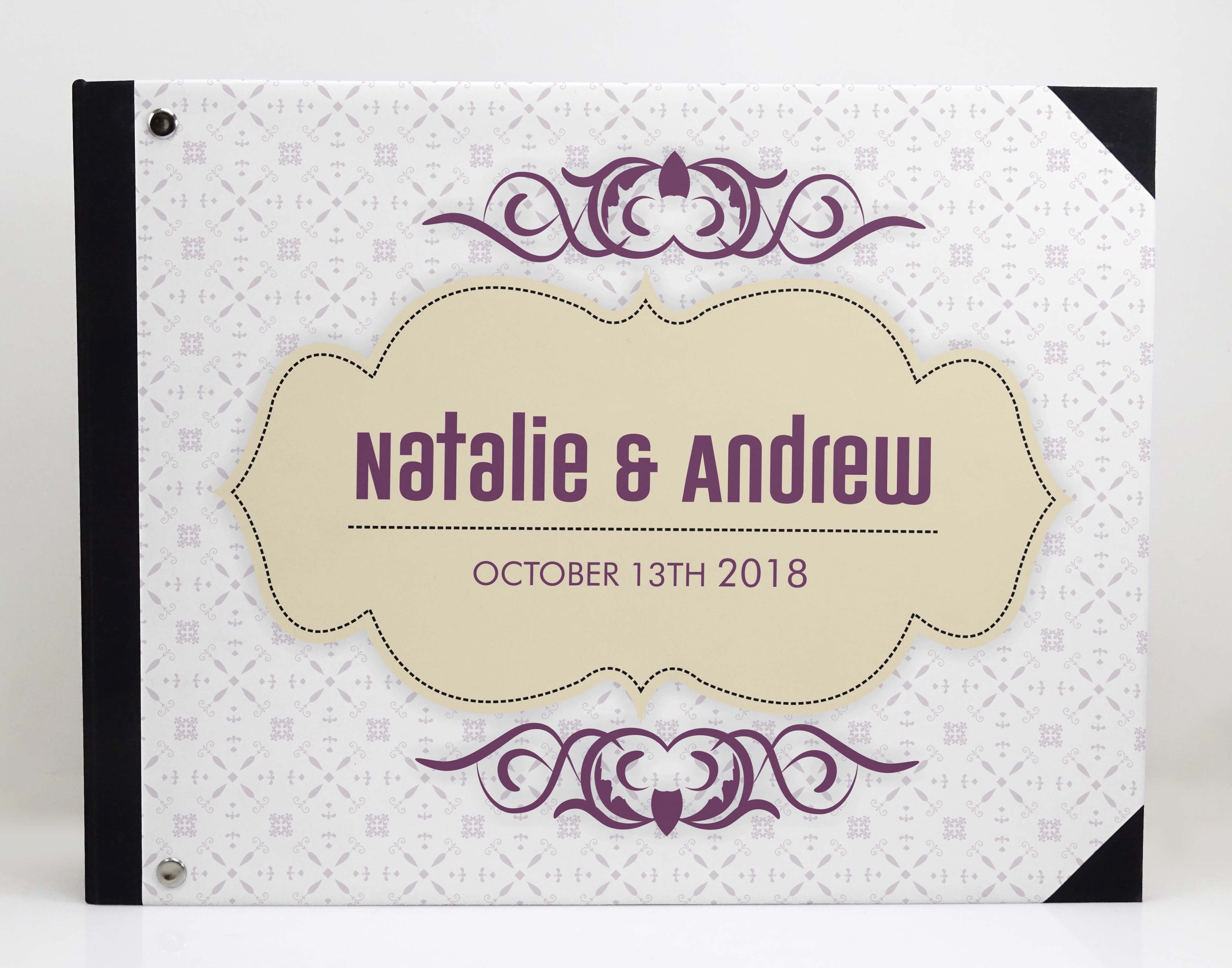 Darling Souvenir White Geometric Wedding Guest Book Hardbound Guest Sign-In Book Guest Registry Guestbook-9 x 12 Inches