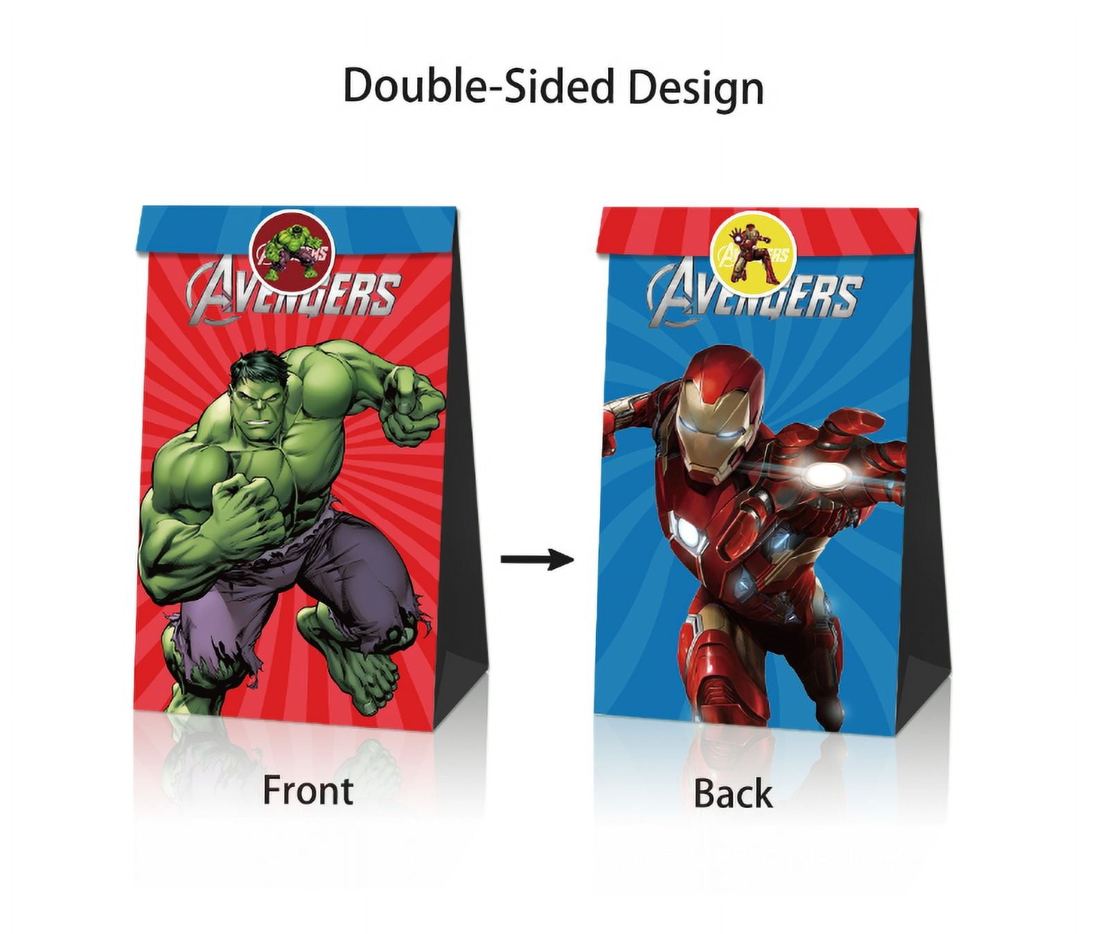 24 PCS Party Favor Candy Bags for Avengers Themed Birthday Supplies Decor,Kids Birthday Game Party Kraft Paper Goodie Gift Bag Decorations