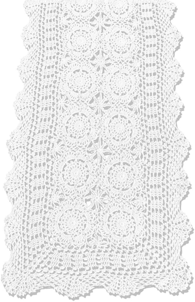 Crochet Lace Table Runner Rectangular Floral Home Dining Table Dresser Décor  Rustic Wedding Bridal Shower Tabletop Cover