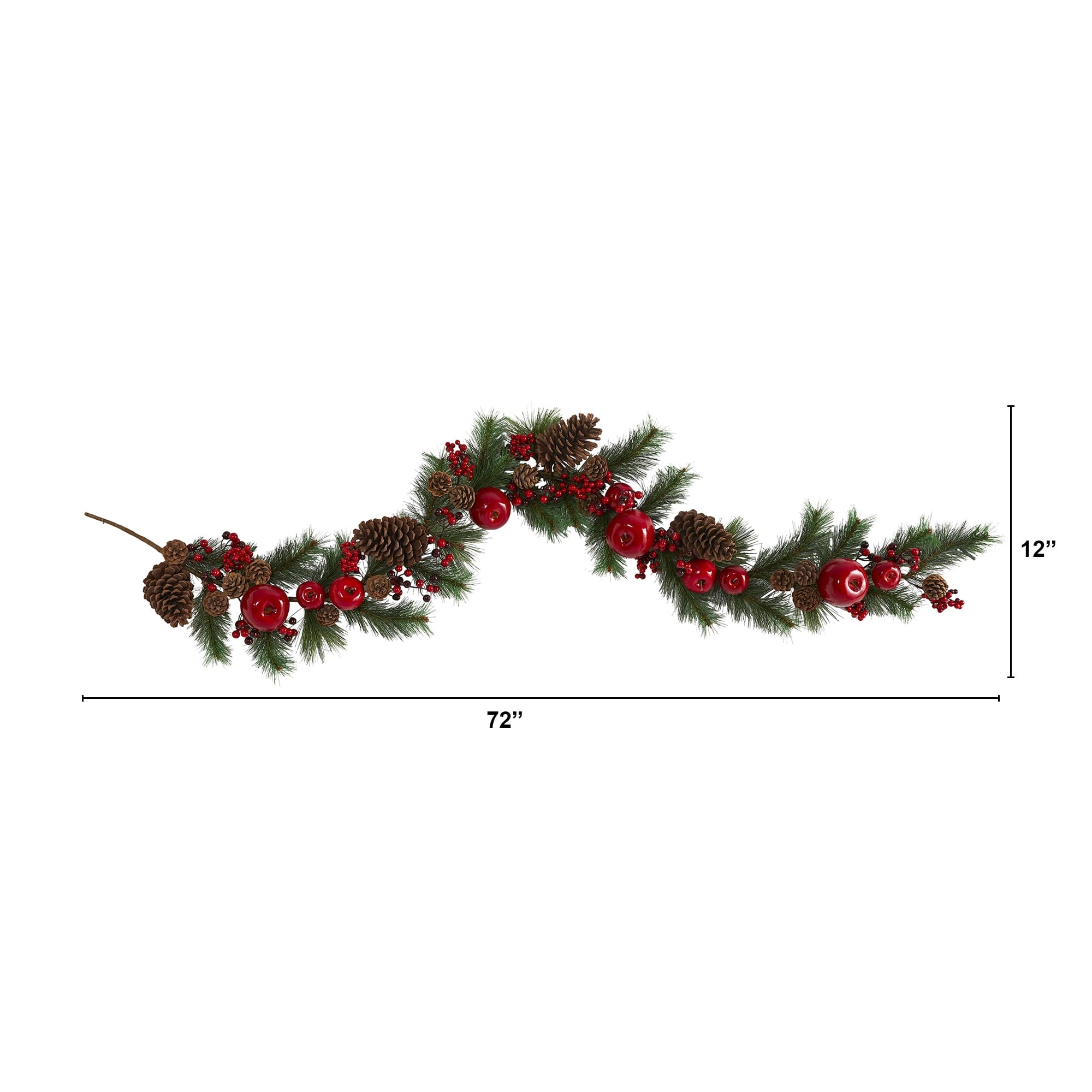 Nearly Natural Floral Holiday Pine Garland, 72.00" (Assorted Colors)