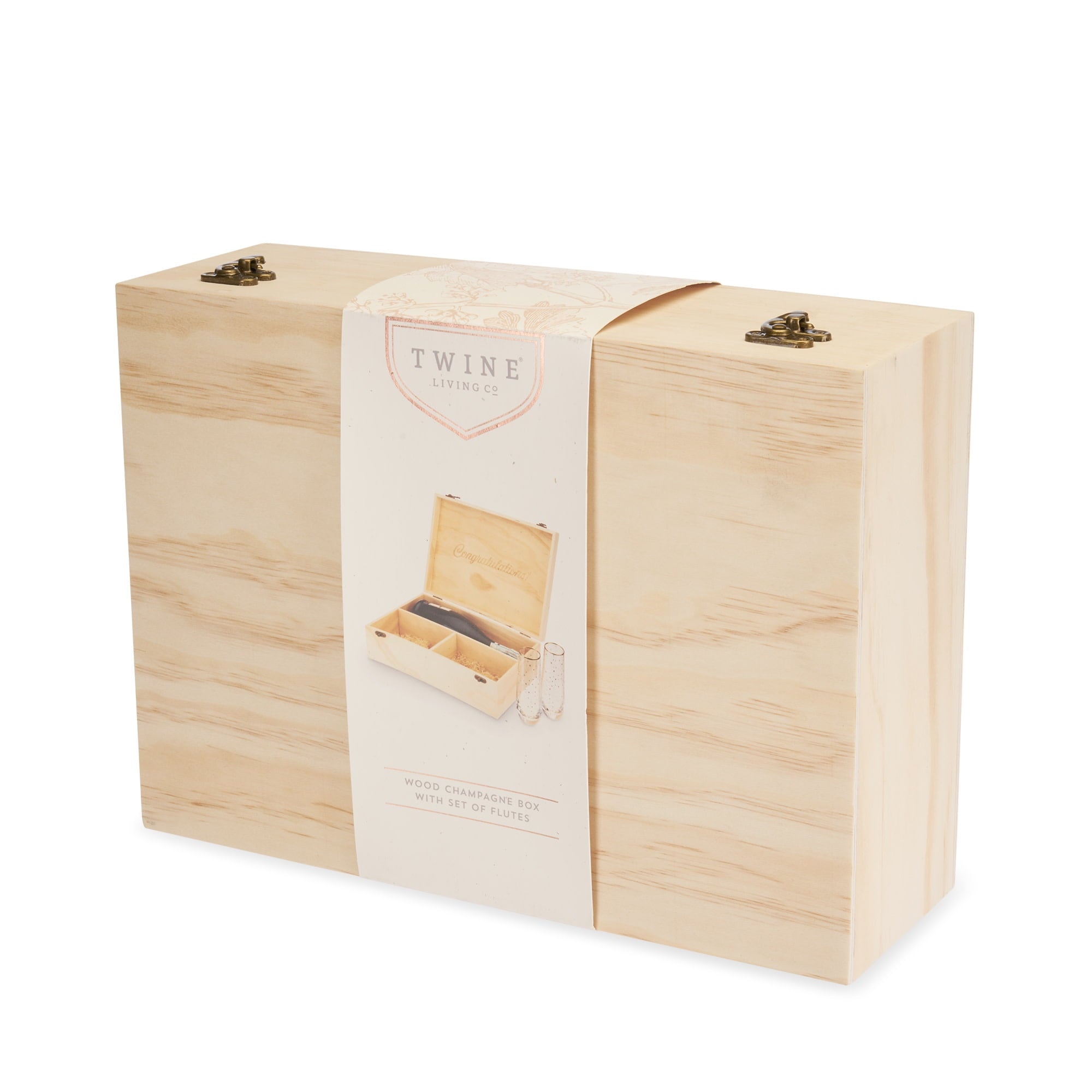 Twine Champagne Bottle Gift Box, 1 Bottle and 2 Champagne Flutes, Gifts