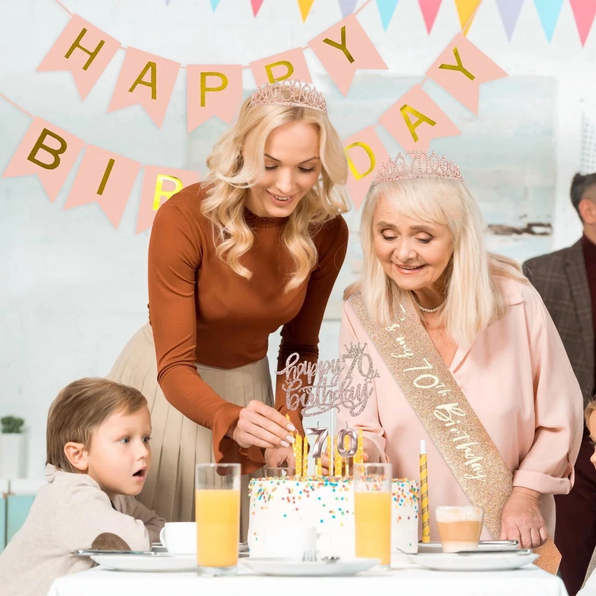 Happy Birthday Balloons Banner Bunting Self Inflating Decoration Number Candles