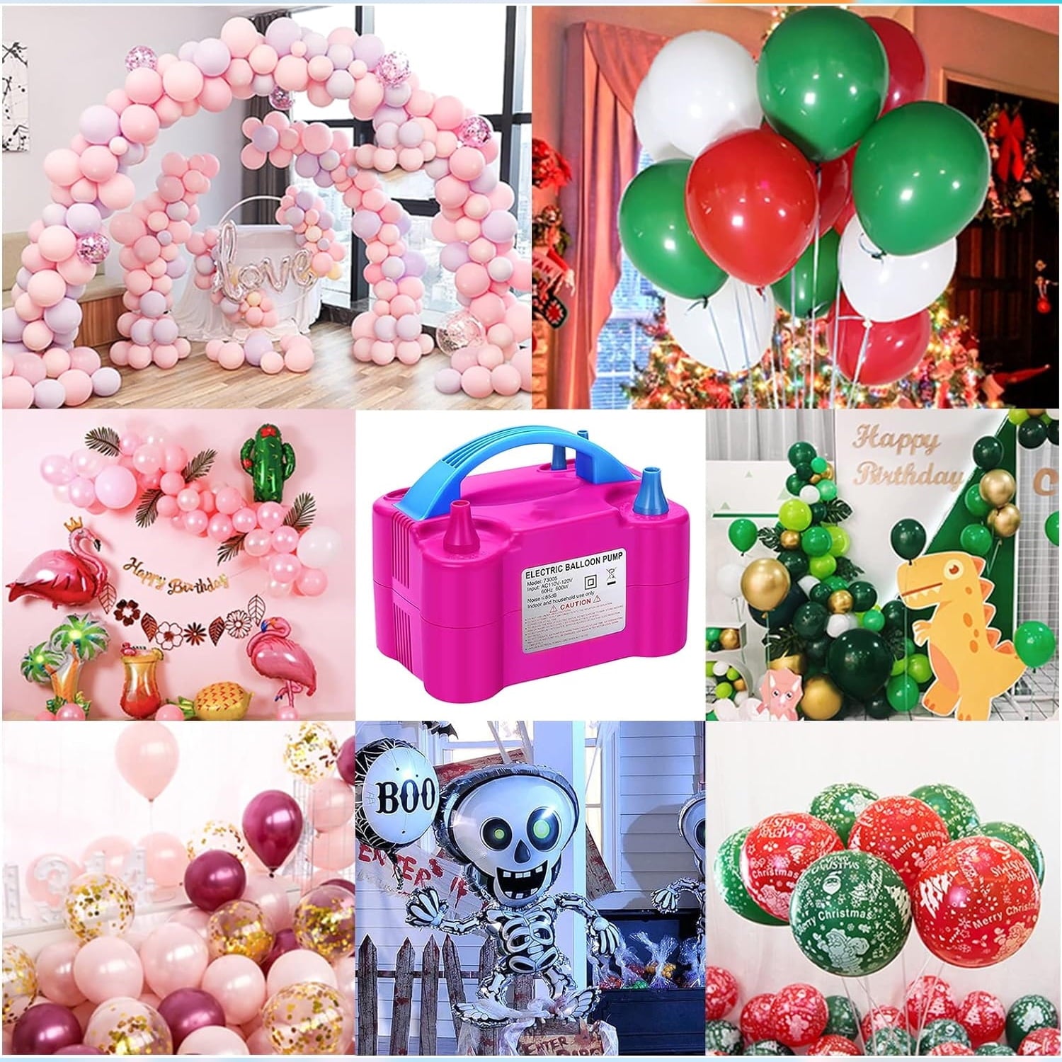 Electric Balloon Pump, Portable Air Blower Machine Inflator for Fast, (110V-240V 600W) Efficient and Easy Bulk Balloons Filling Different Occasions (American Plug)
