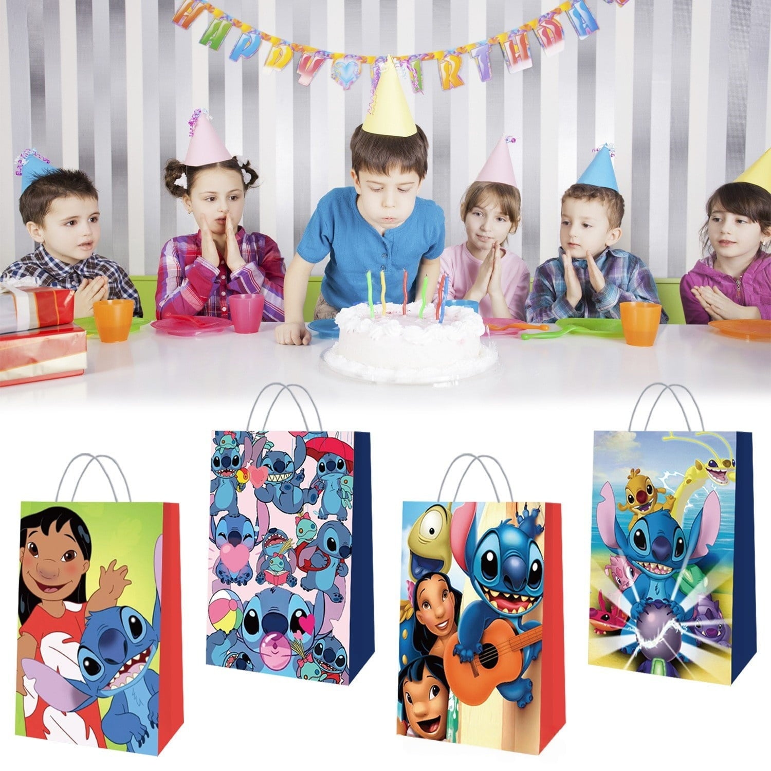 24 Pcs Lio Cartoon Party Gift Bags, Birthday party bags, Cartoon candy bags, Party Supplies(8.26"×5.9"×3.15")