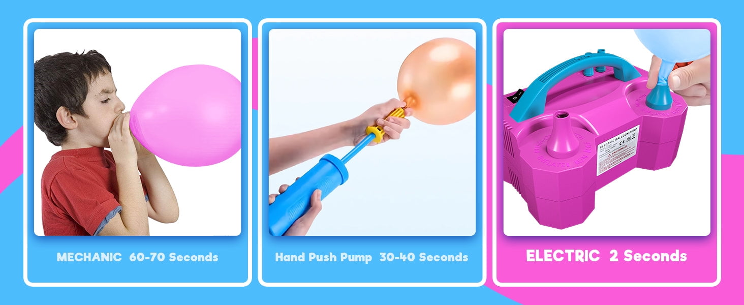 Electric Balloon Pump, Portable Electric Air Balloon Pump Dual Nozzle Air Blower Pump 110V 600W Rose Red Balloon Inflator for for Party Decorations
