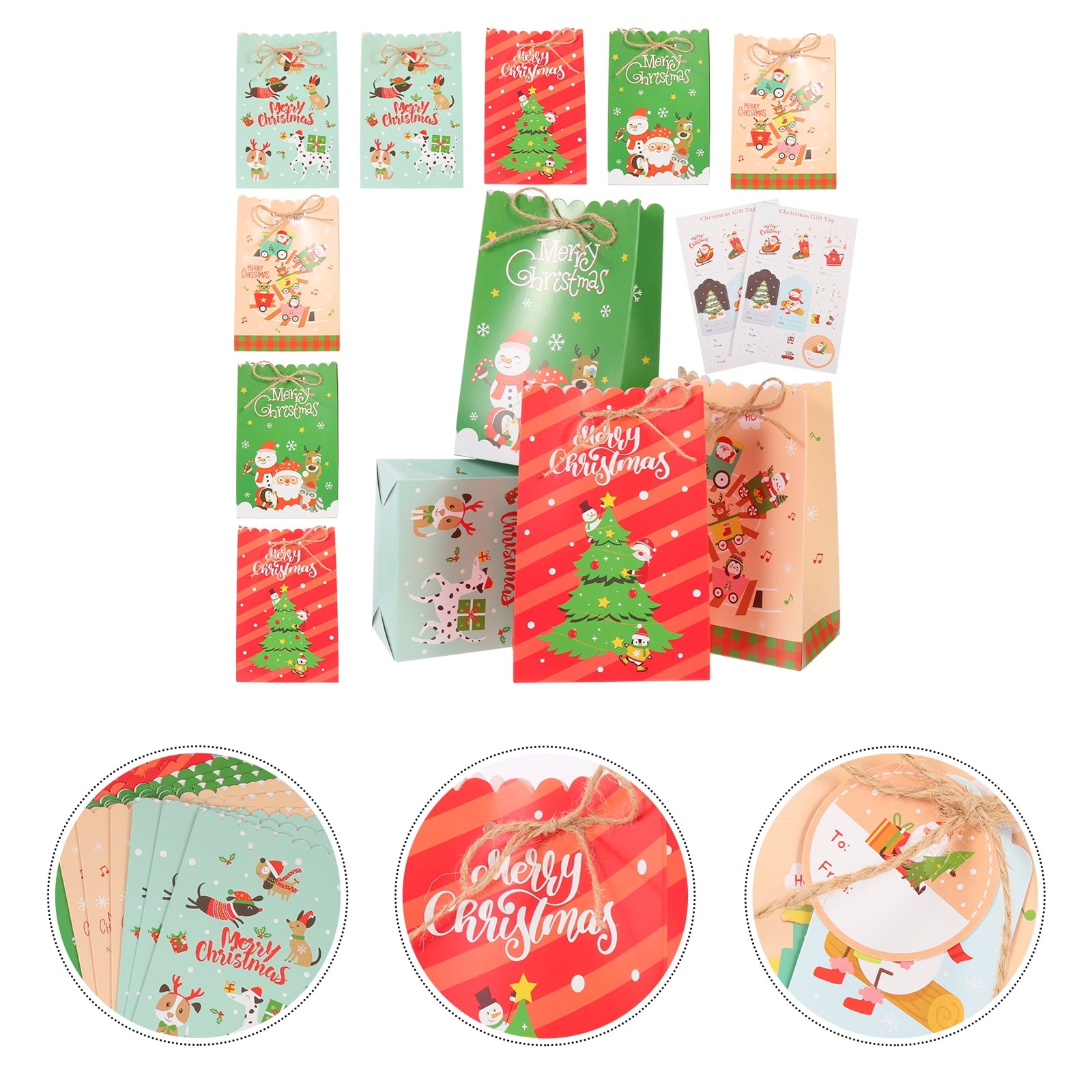 EXHUMKY Multi Color 5 Sets BERTDOMD Christmas Treat Bags Rectangular Wrapping Paper Storage Pouches Party Supplies