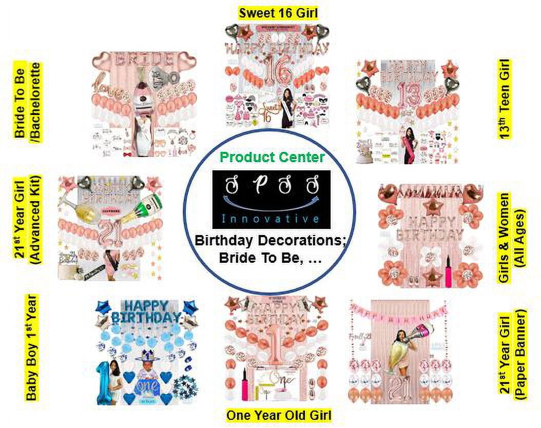 SPSS INNOVATIVE 2nd, 3rd, 4th, 5th, 6th, 7th, 8th, 9th, 10th, 11th, 12th,14th, 15th,17th,18th,19th year girl birthday decoration, rose gold birthday decoration, balloons decoration, balloon pump