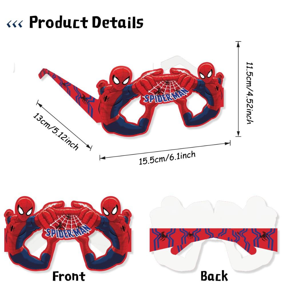 16 Pieces Spider-Man Paper Party Glasses, Mario Paper Glasses for Birthday Party Decoration Supplies