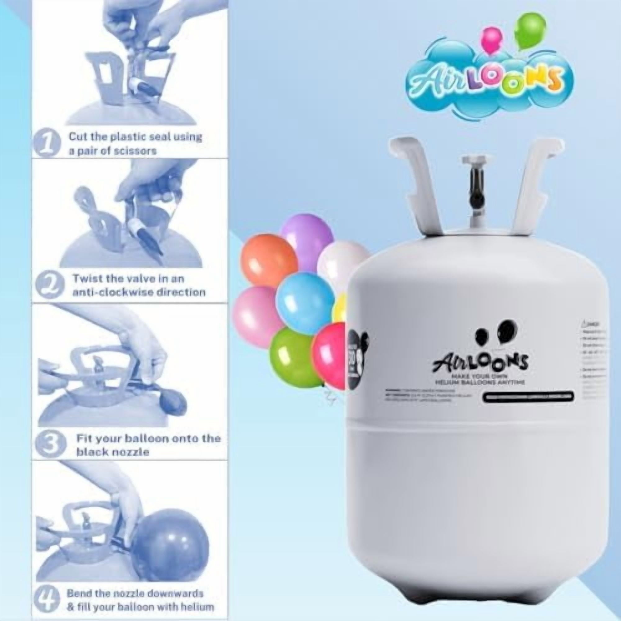Helium Balloon Kit with 7.5 Cu Ft Tank – Includes 30 Multicolor 9 inch Latex Balloons, Ribbon & Easy to Fill Nozzle – Easy Setup for Birthdays, Weddings, Baby Showers, DIY Party Décor