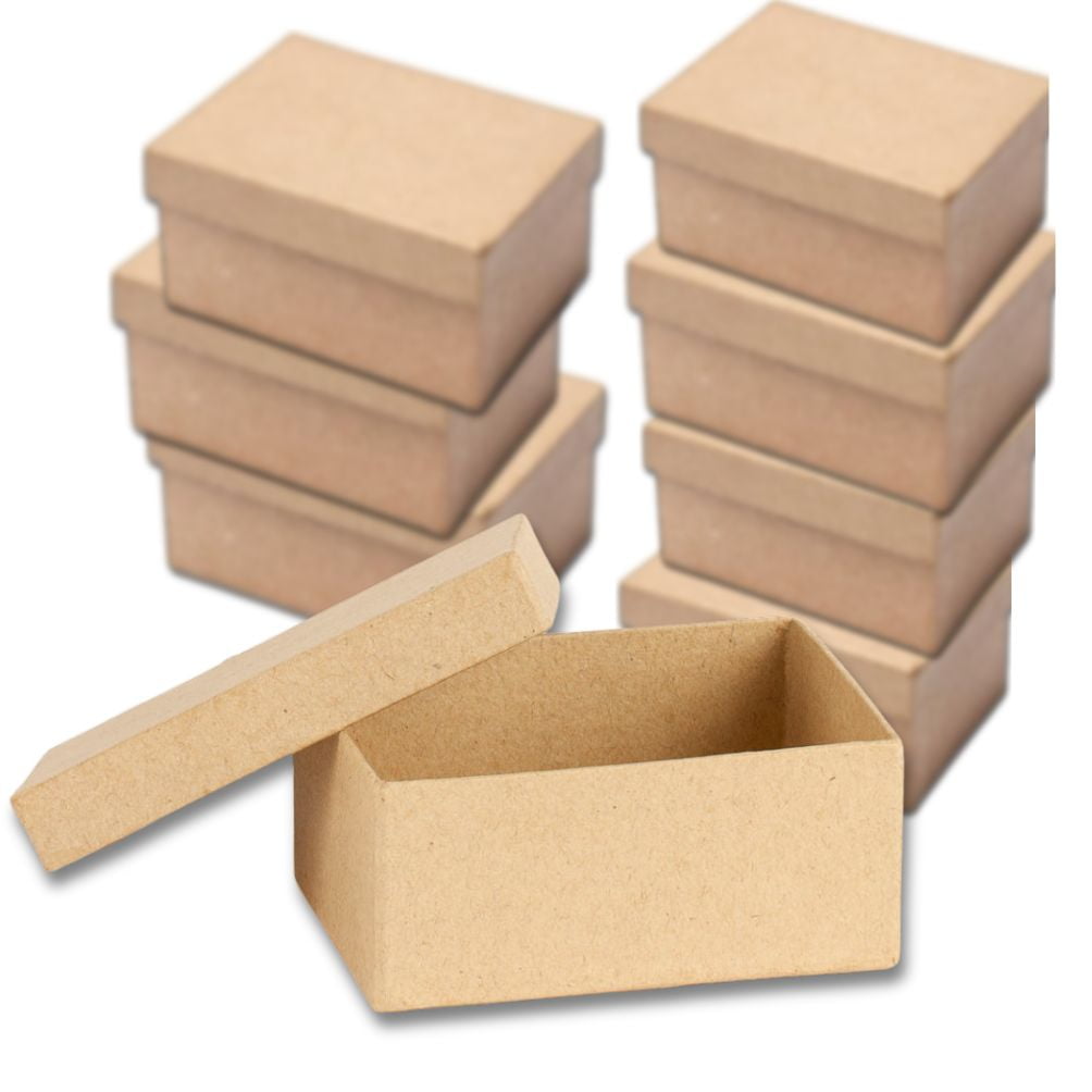 24pc Kraft Rectangle/Heart/Oval Paper Mache Boxes - for Craft Projects - Factory Direct Craft