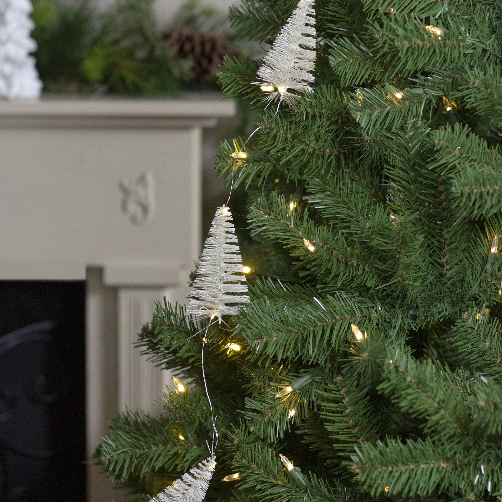 Northlight LED Lighted Battery Operated Mini Sisal Tree Christmas Garland - 6.5' - Warm White