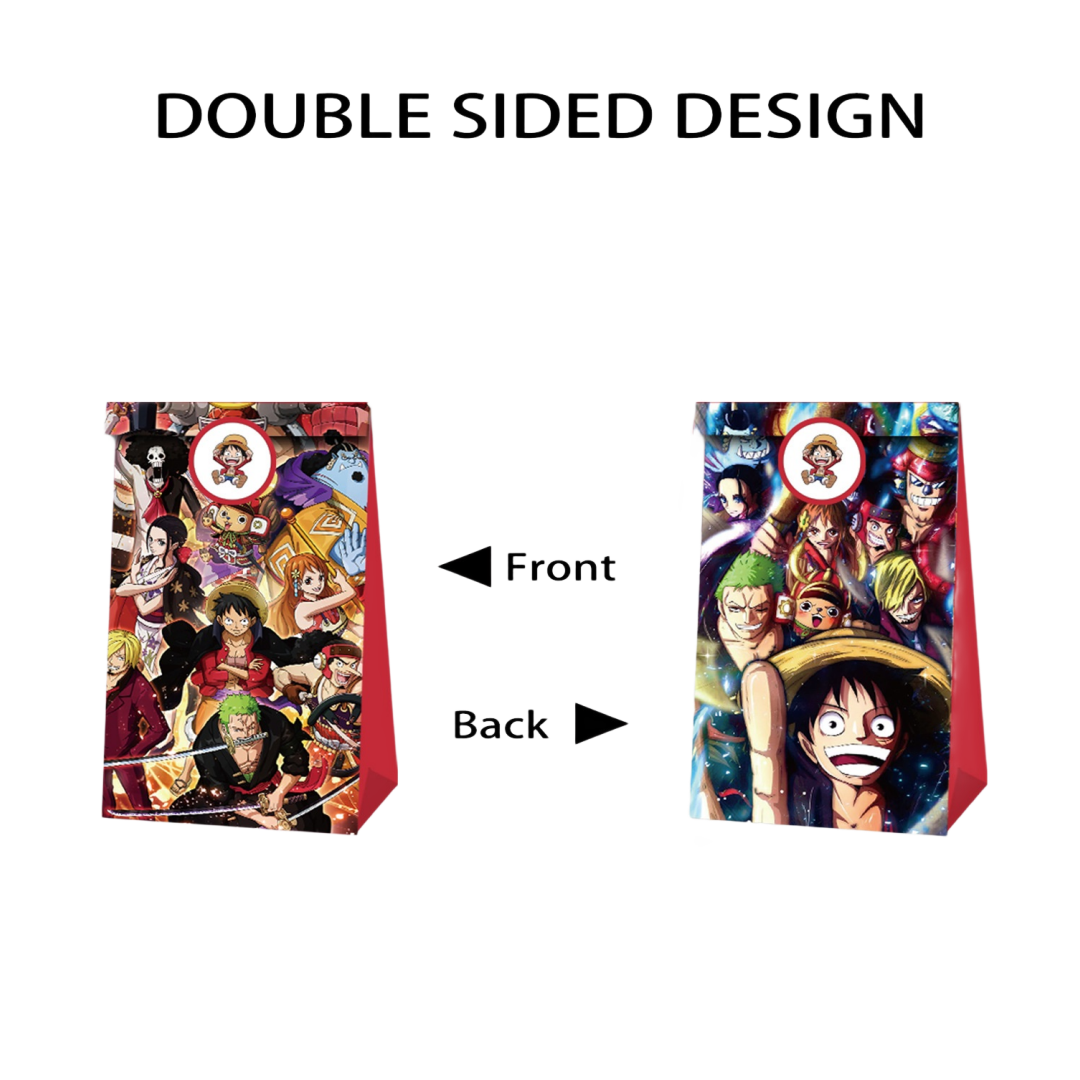 24 PCS One Piece Party Favor Candy Bags for Minions Themed Birthday Supplies Decor,Kids Birthday Game Party Kraft Paper Goodie Gift Bag Decorations