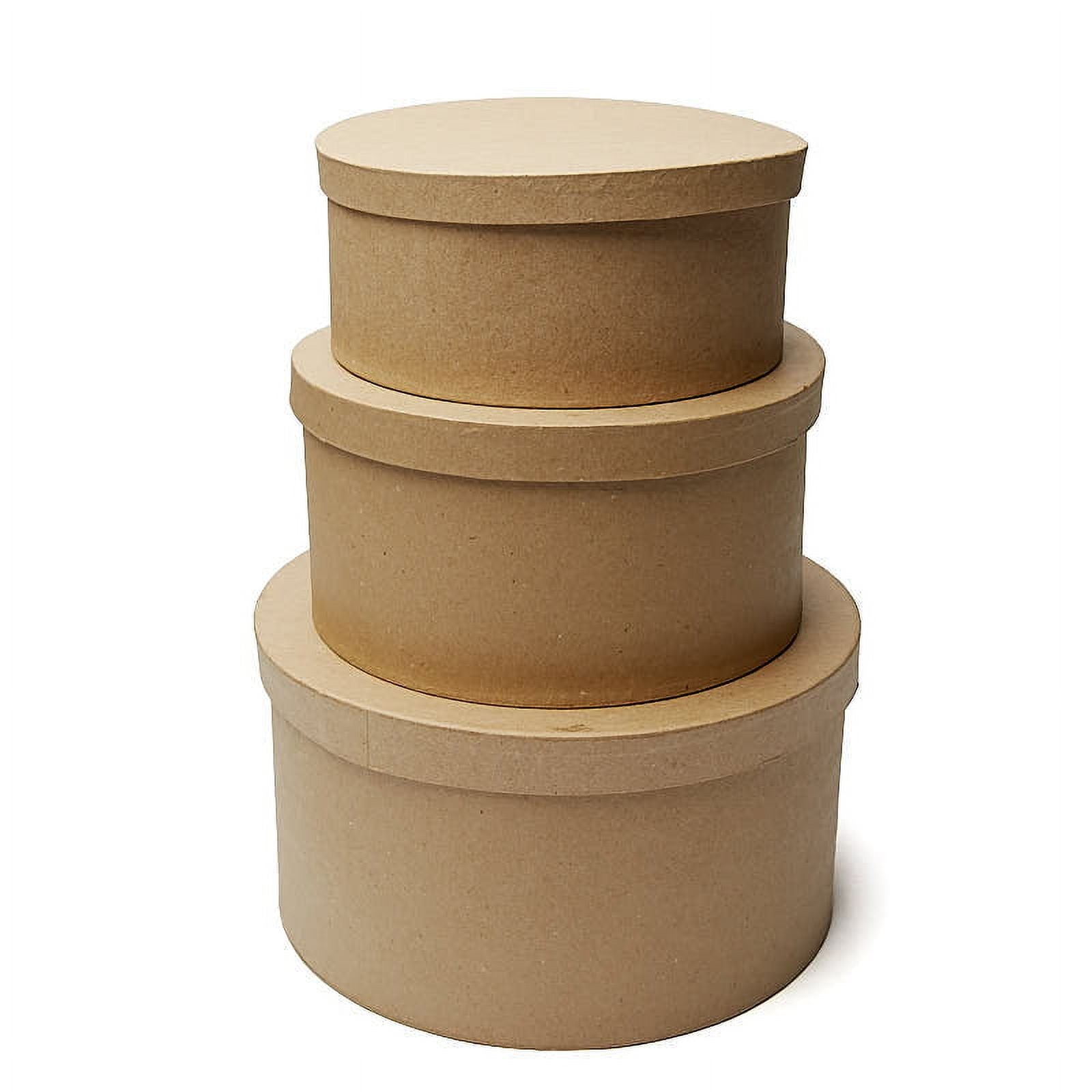 Factory Direct Craft Unfinished Round Paper Mache Boxes Nested Set of 3